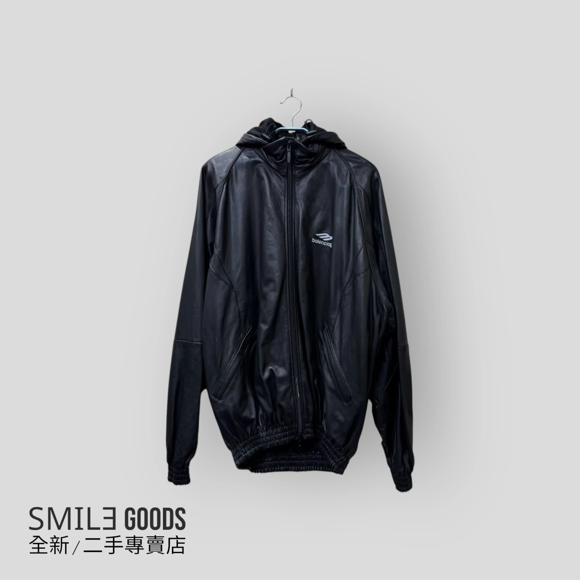 [SMILE]BALENCIAGA 黑色3B字母皮衣夾克