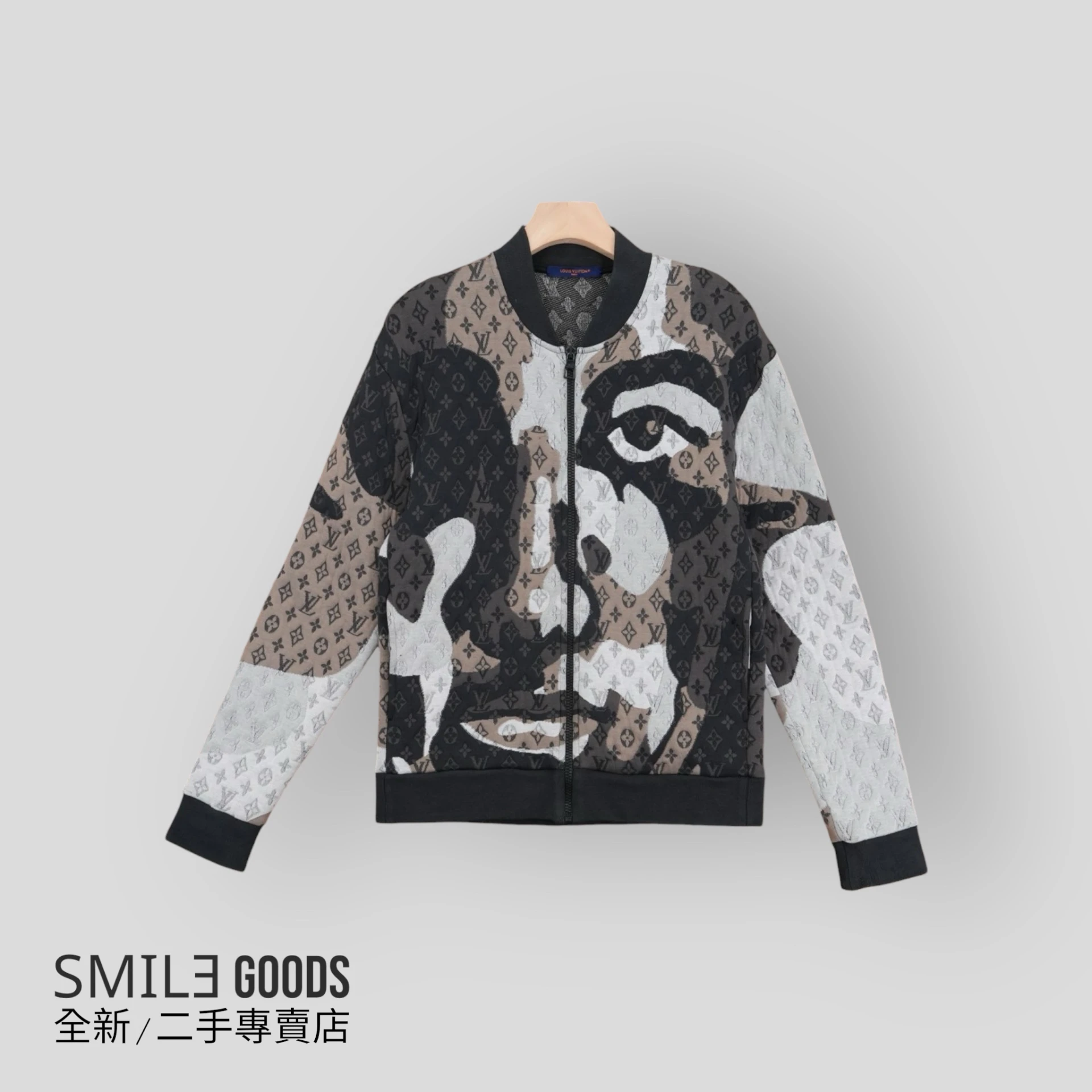 [SMILE]LV Louis Vuitton 滿Logo 人臉抽象印花 棒球服夾克