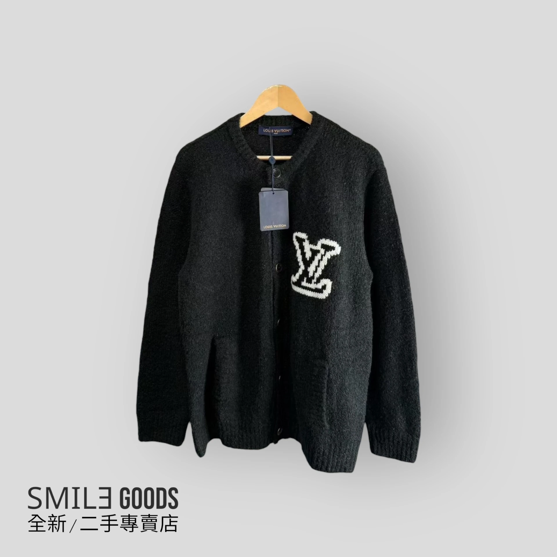 [SMILE]Louis Vuitton LV黑色單排扣泰迪羊毛針織衫