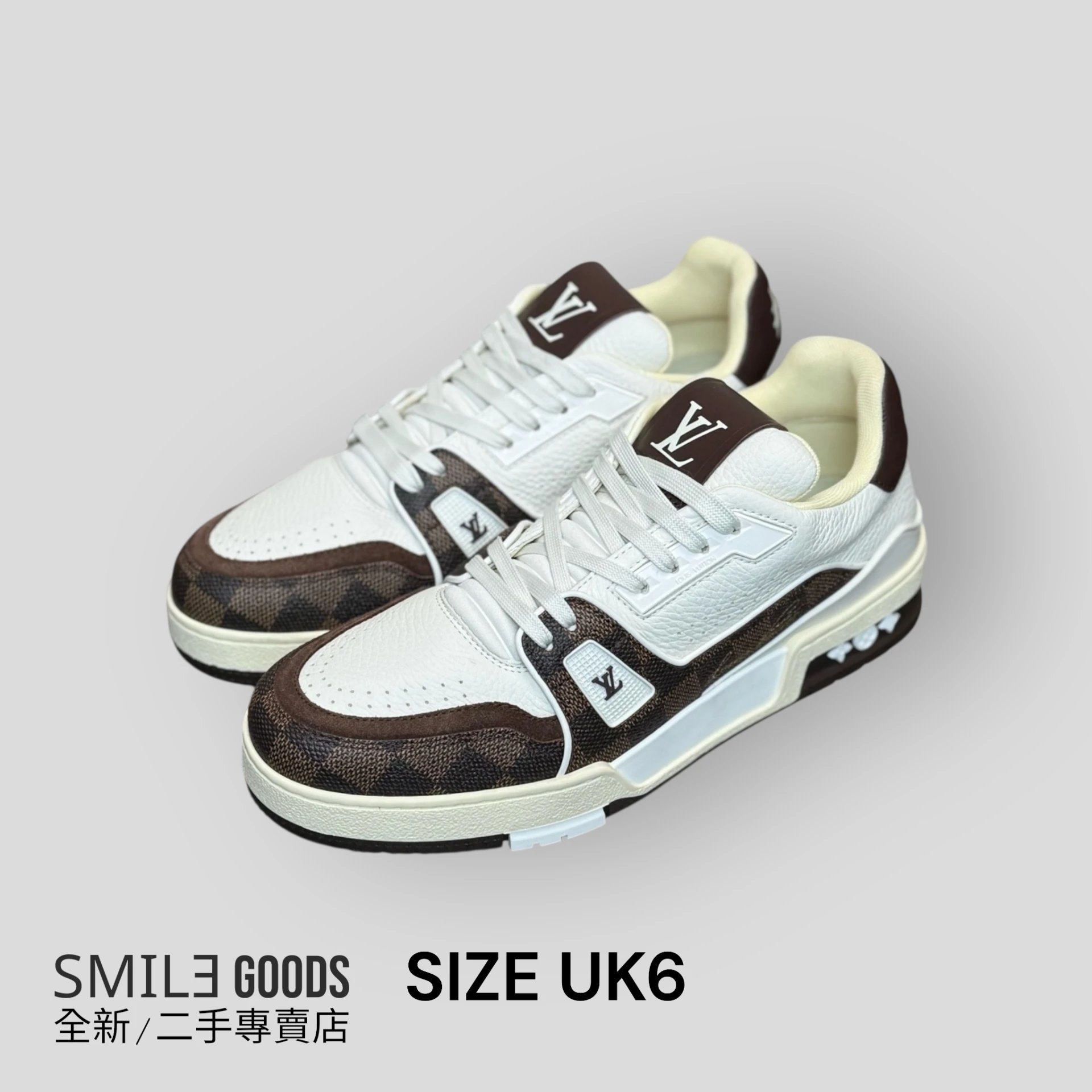 [SMILE]LOUIS VUITTON LV Trainer 白棕摩卡棋盤格