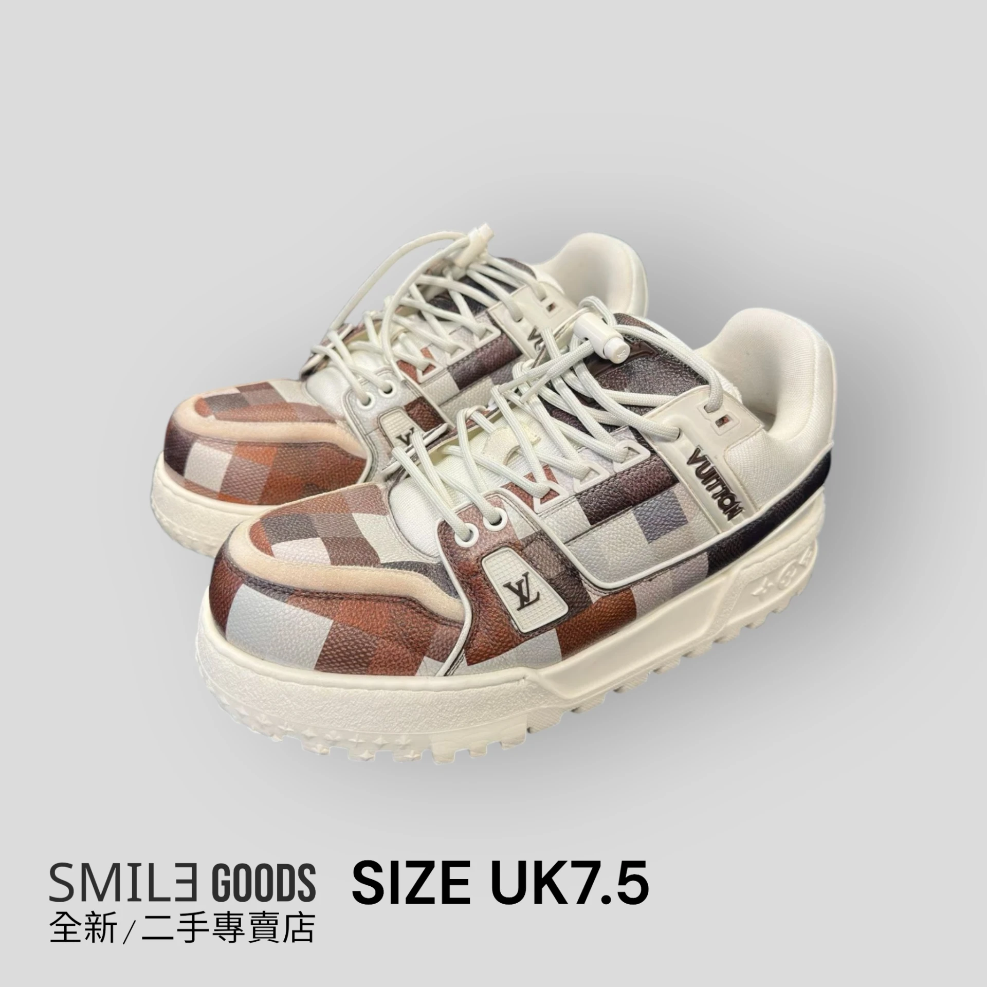 [SMILE]LV Louis Vuitton 24款trainer Maxi白棕棋盤格