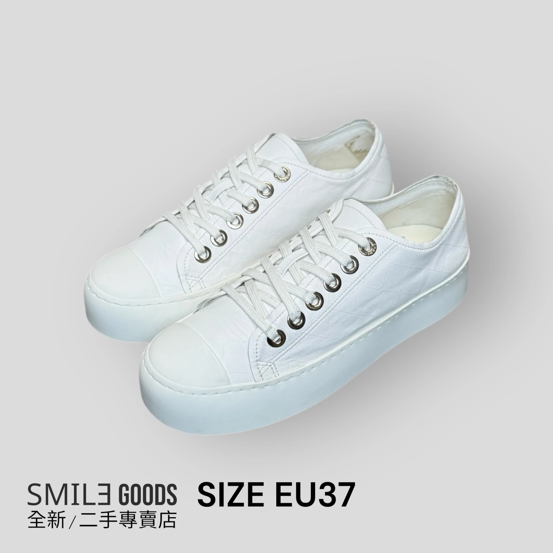 [SMILE] Chanel 香奈兒 25P 暗紋Logo油蠟皮厚底大頭鞋
