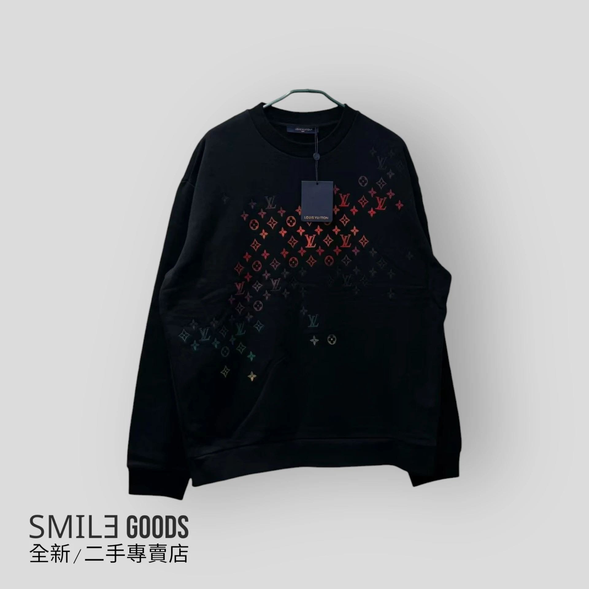 [SMILE] LOUIS VUITTON LV 黑色刺繡漸變滿logo衛衣