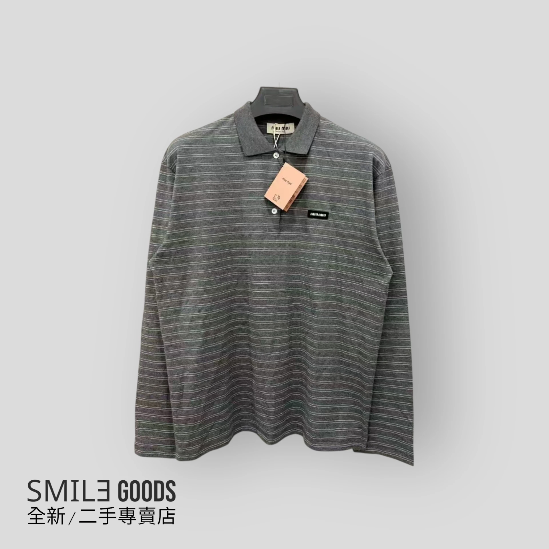 [SMILE]miu miu logo條紋Polo長袖