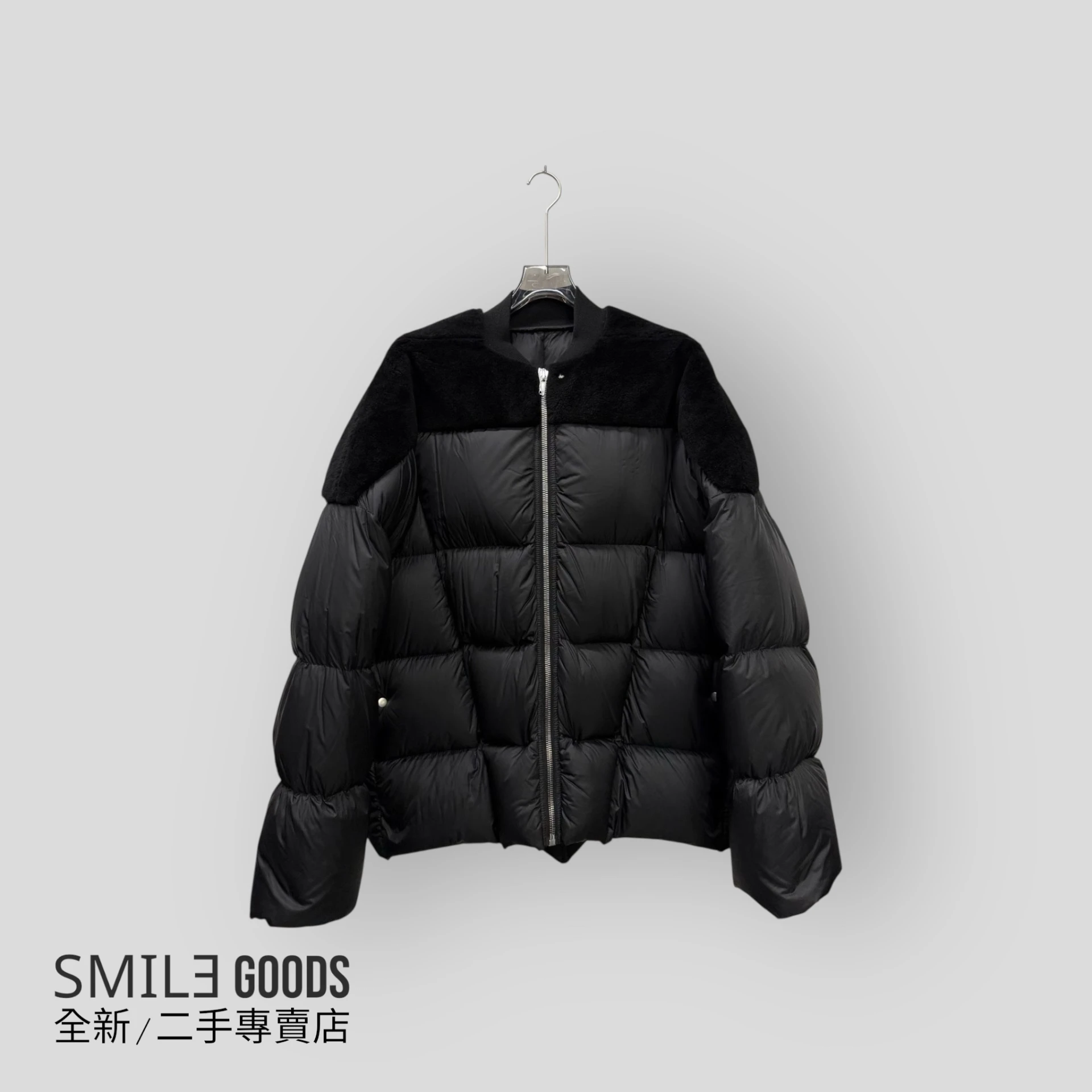 [SMILE] Rick Owens Ro主線黑色鵝絨羊羔毛拼接羽絨外套