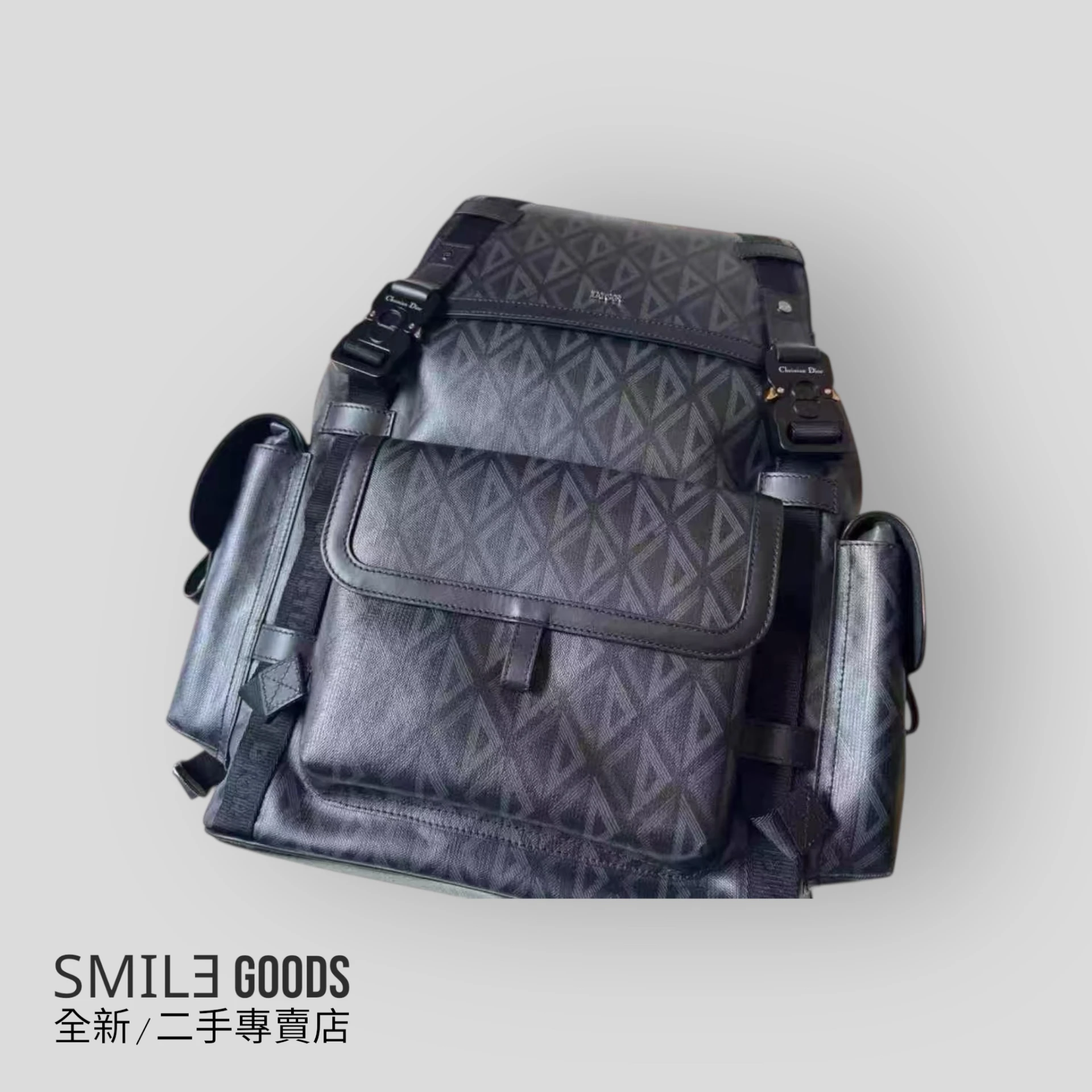 [SMILE] DIOR CD Diamond 尼龍菱格 光滑牛皮革棉質帆布 雙肩包