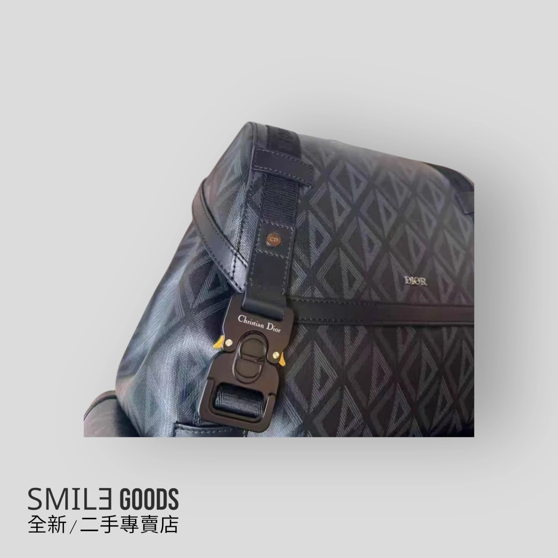 [SMILE] DIOR CD Diamond 尼龍菱格 光滑牛皮革棉質帆布 雙肩包