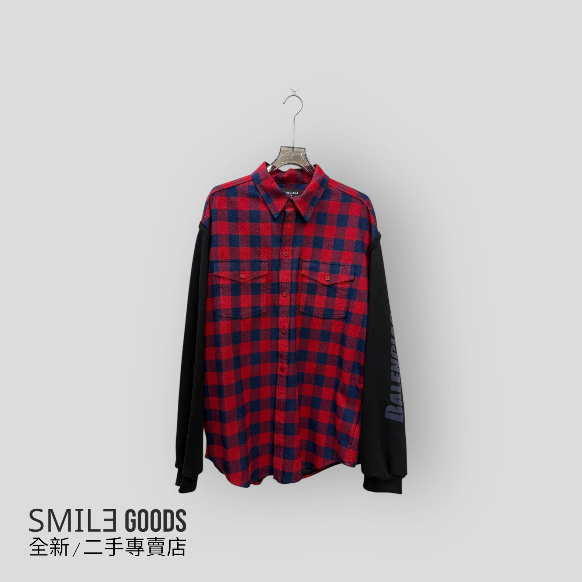 [SMILE] Balenciaga巴黎世家紅藍格子拼接襯衫