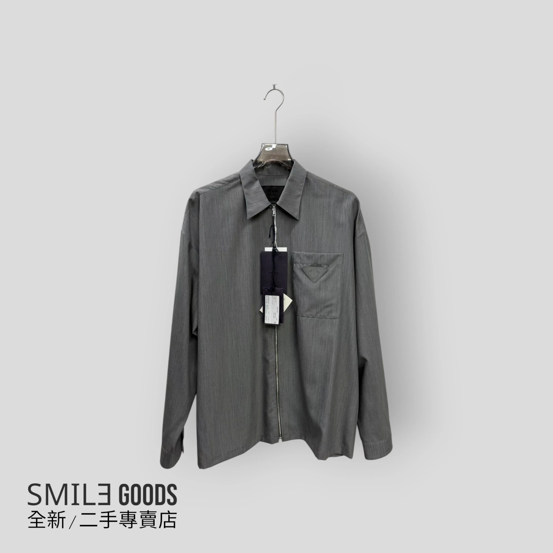 [SMILE]Prada 灰色羊毛拉鍊夾克外套