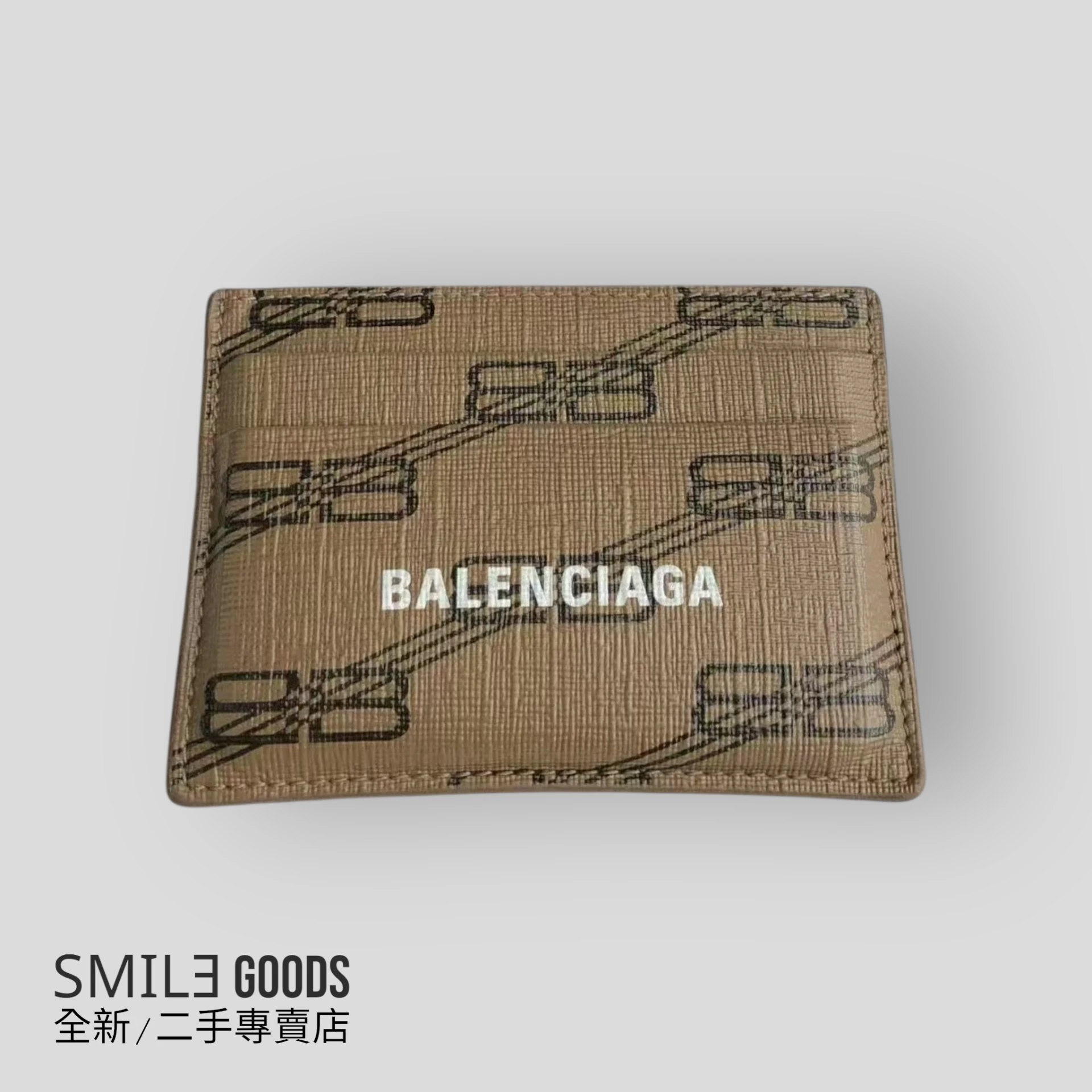[SMILE]BALENCIAGA棕色滿版雙面卡包