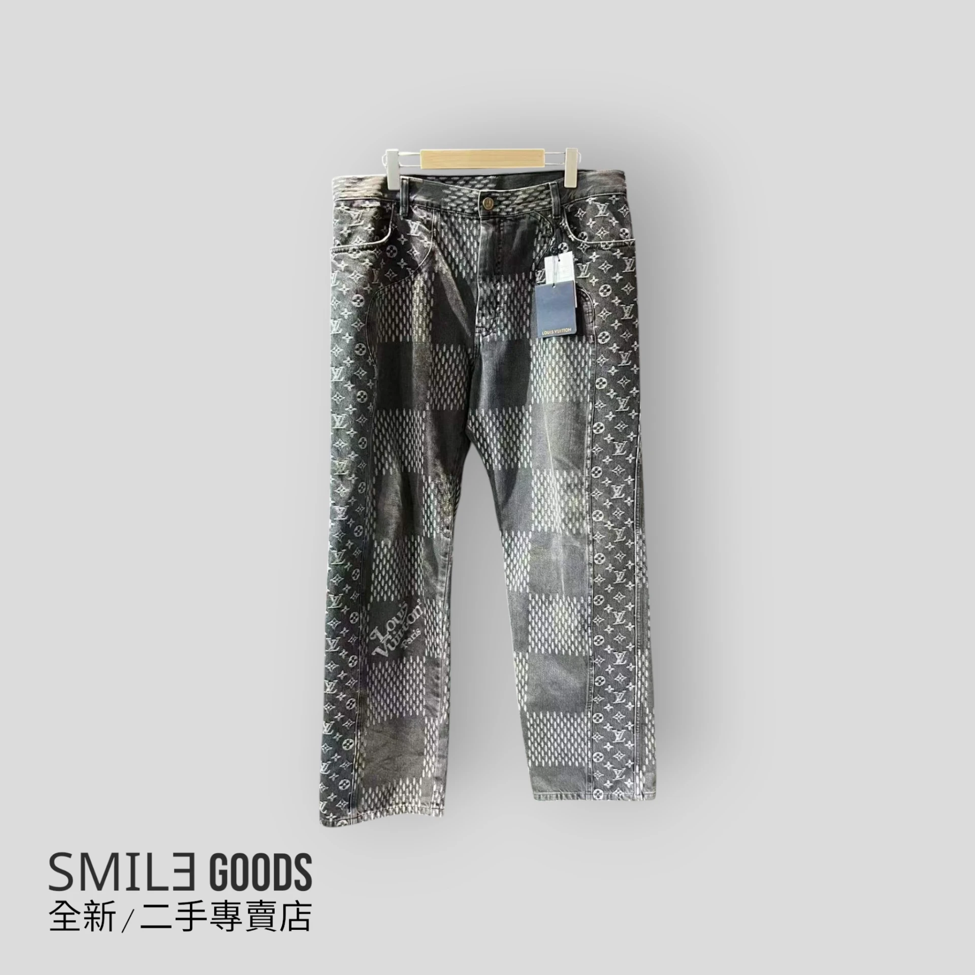 [SMILE] LV Louis Vuitton x Nigo聯名Giant Damier Waves Monogram牛仔褲 黑色
