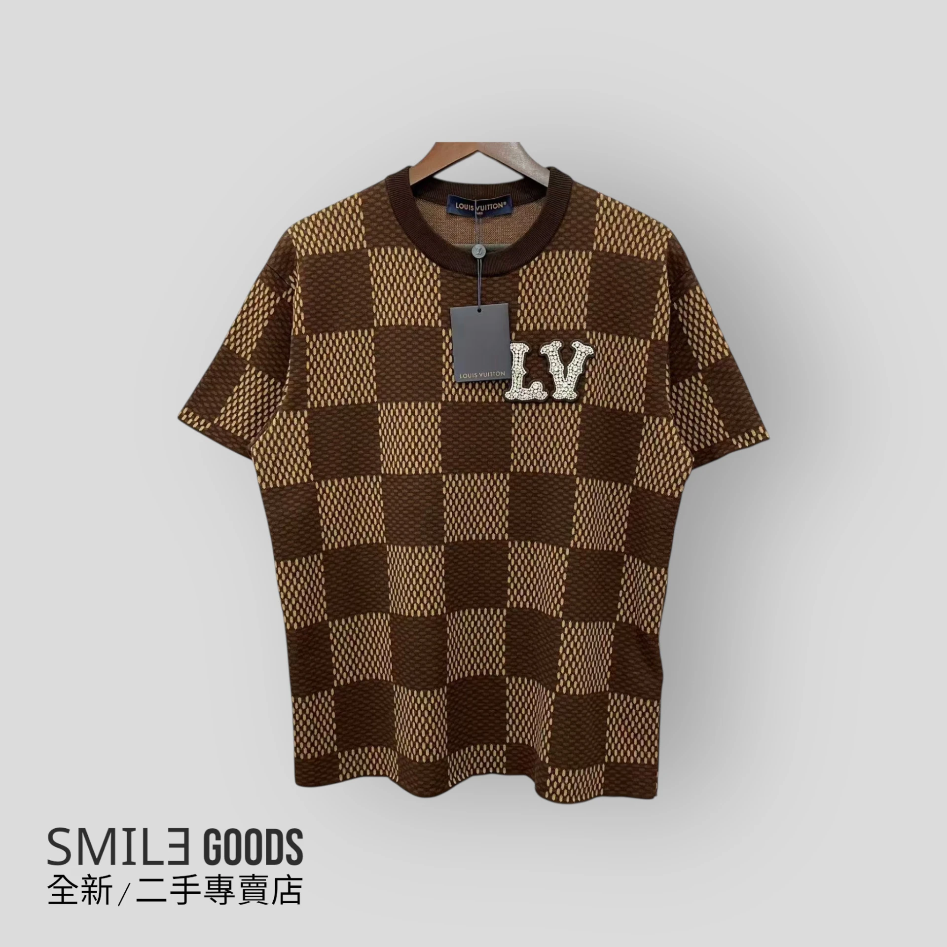[SMILE] Louis Vuitton lv 菲董棋盤格帶鑽短袖