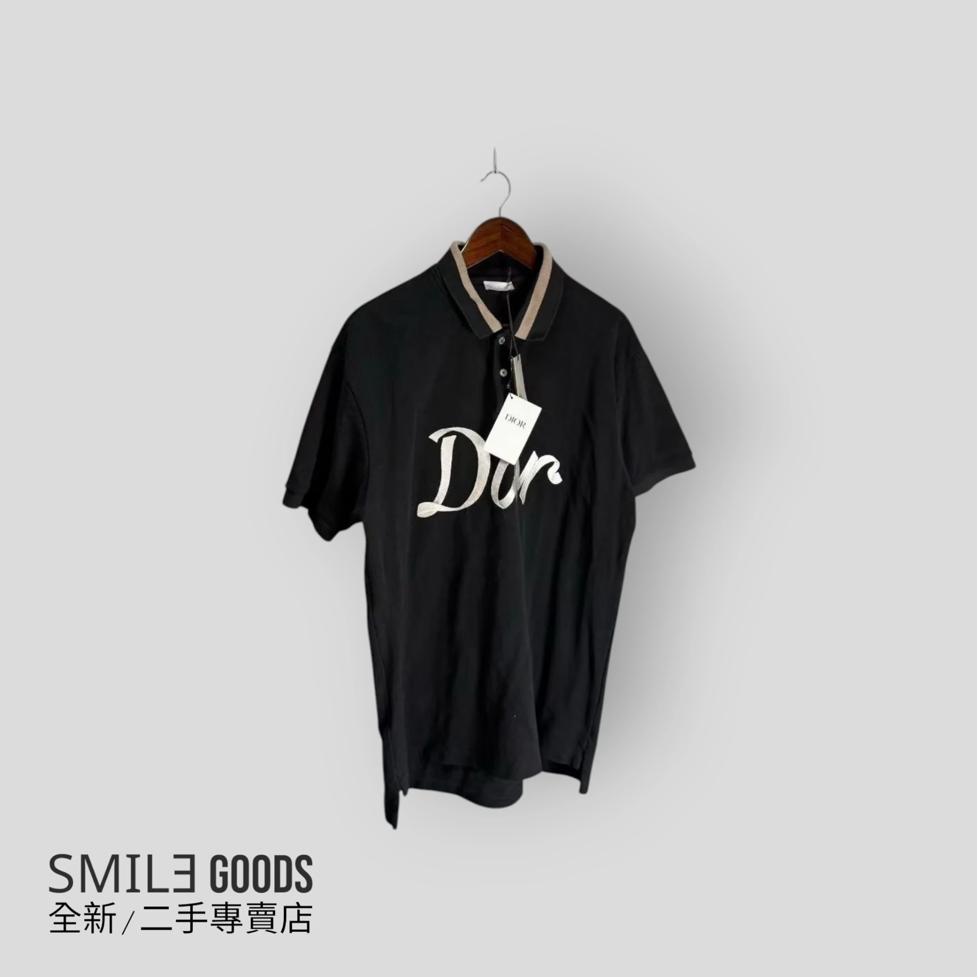 [SMILE]Dior黑金刺繡背後47Polo短袖