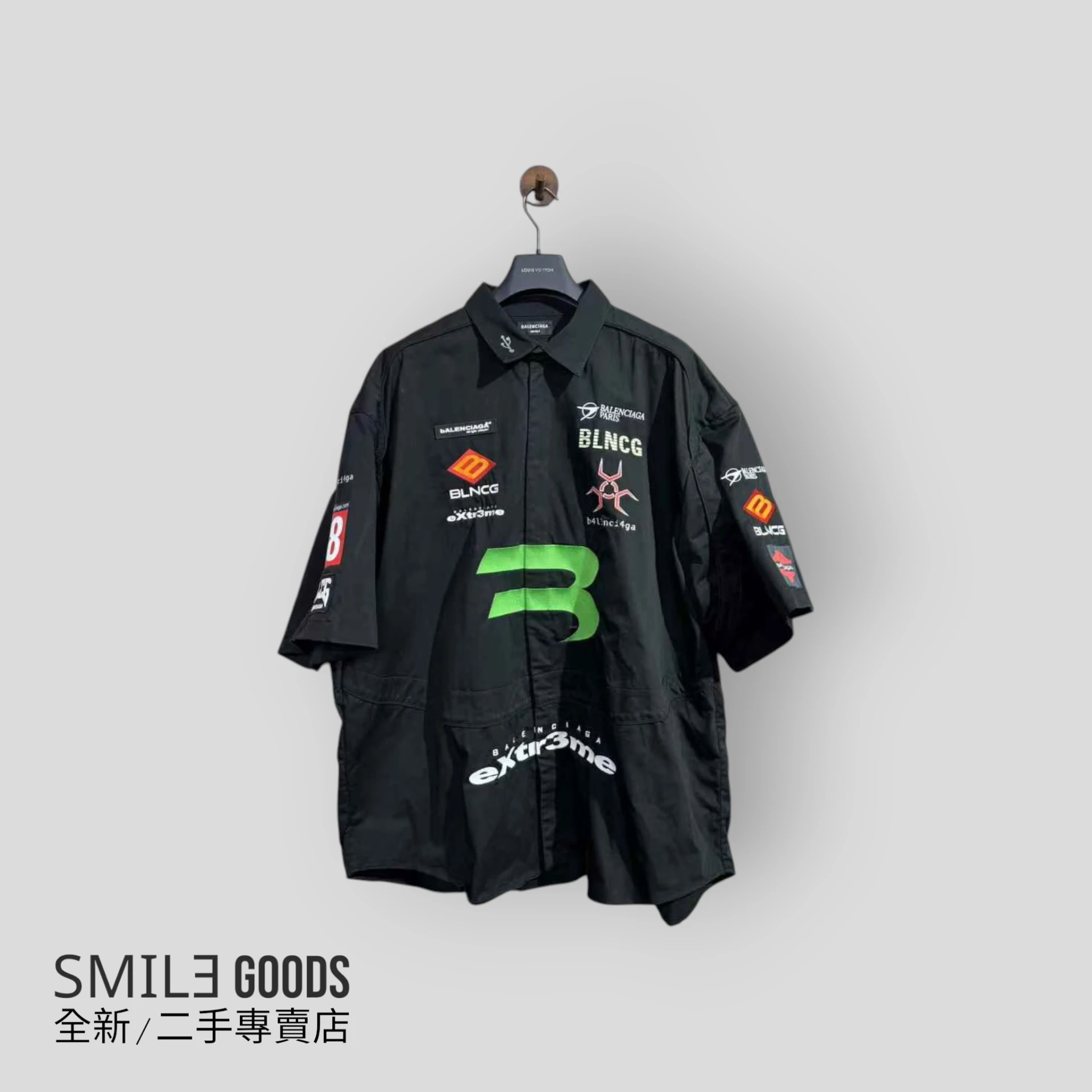 [SMILE]Balenciaga巴黎世家 Gamer 遊戲徽章 夜光刺繡短袖襯衫