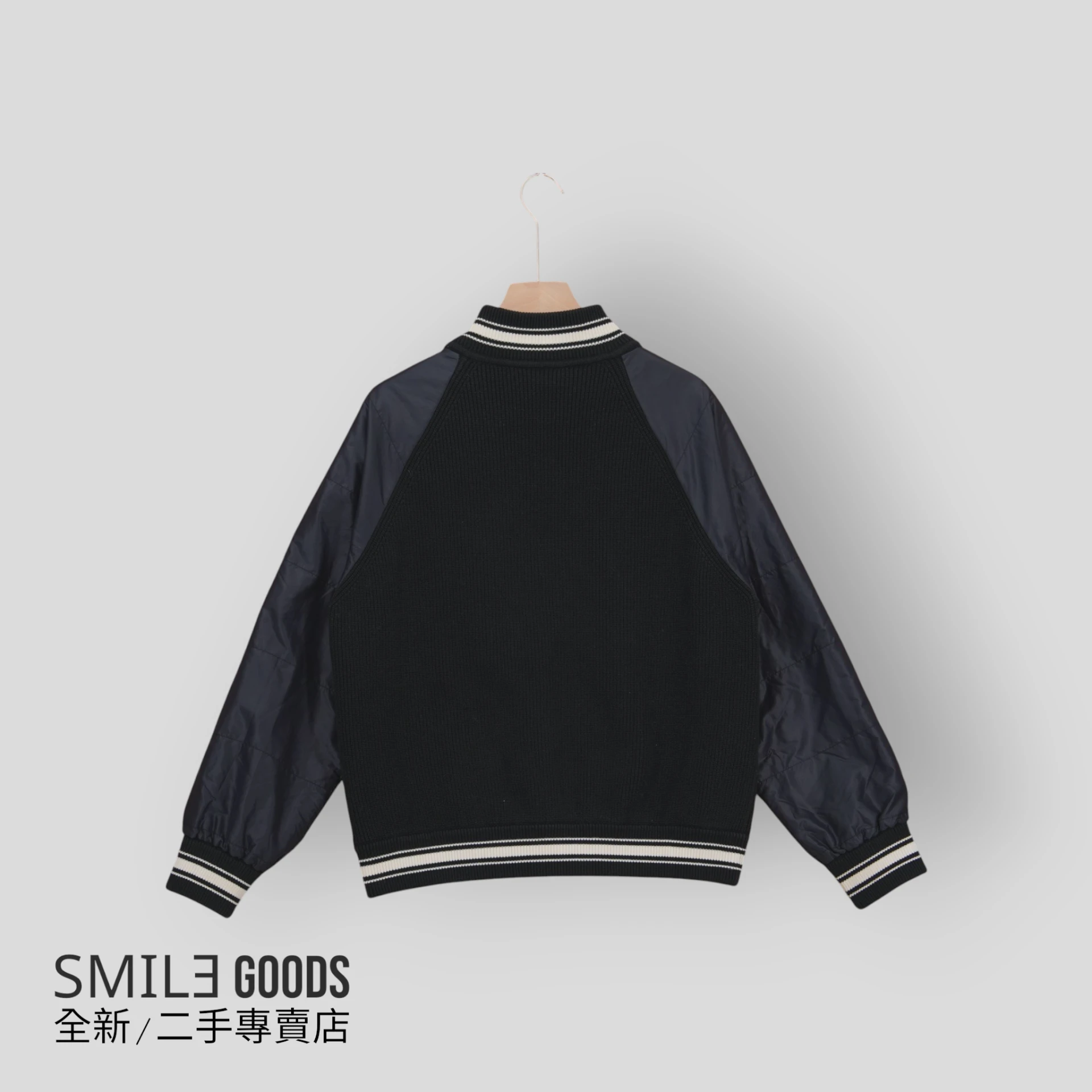 [SMILE]GIVENCHY 紀梵希 字母條紋棒球領拉鍊長袖夾克外套 女款 黑色