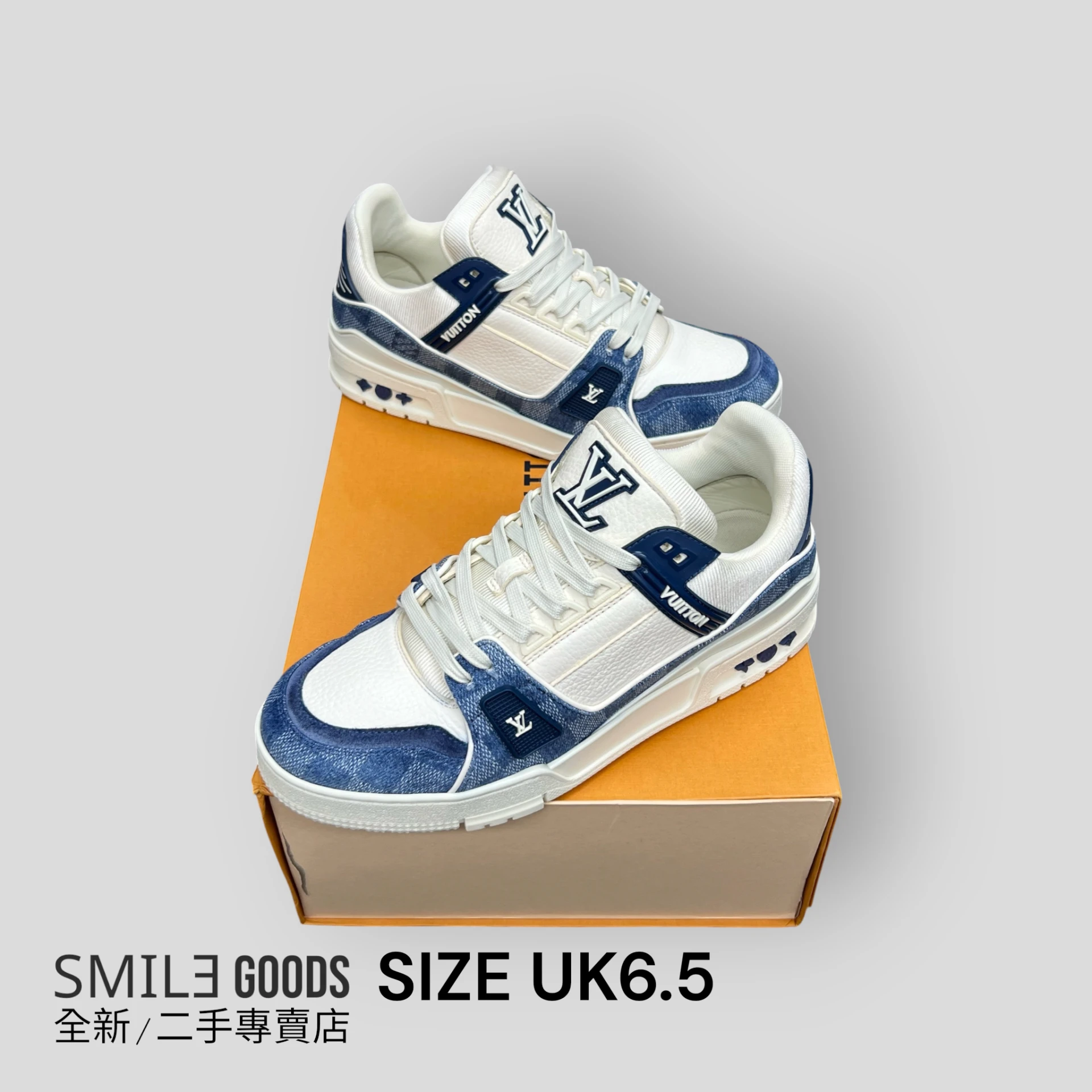 [SMILE]Louis Vuitton LV TRAINER 白藍棋盤格