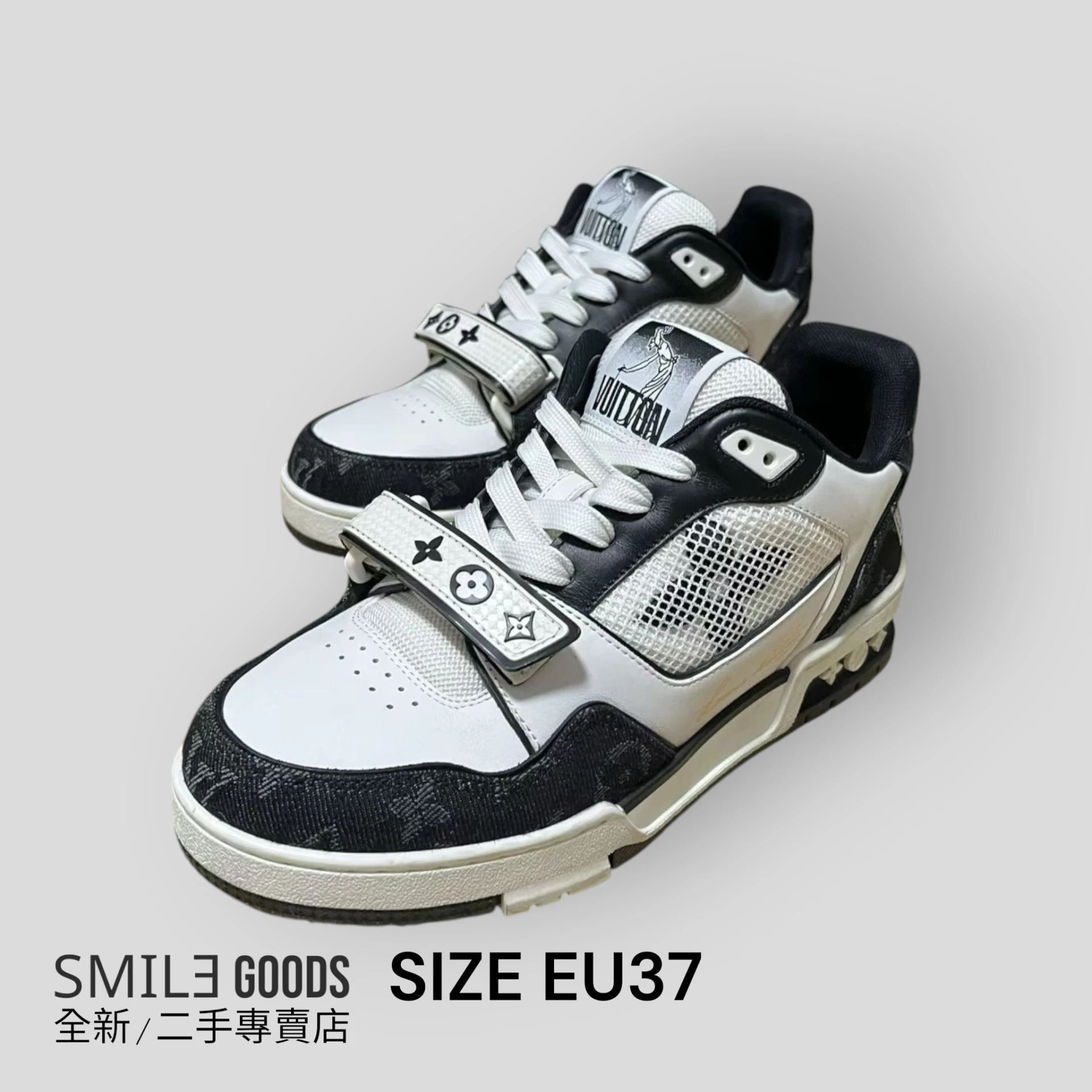 [SMILE]Louis Vuitton lv trainer黑白牛仔魔鬼氈