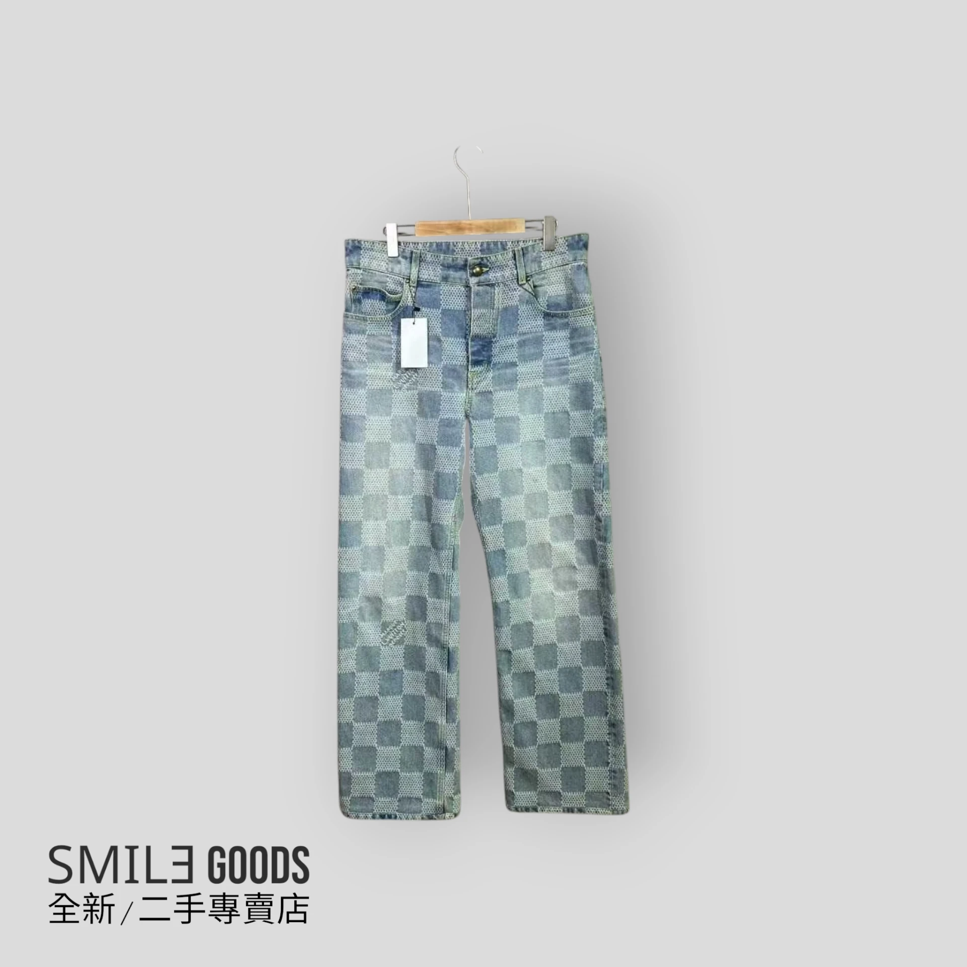 [SMILE] Louis Vuitton Lv 25款棋盤格滿logo牛仔褲