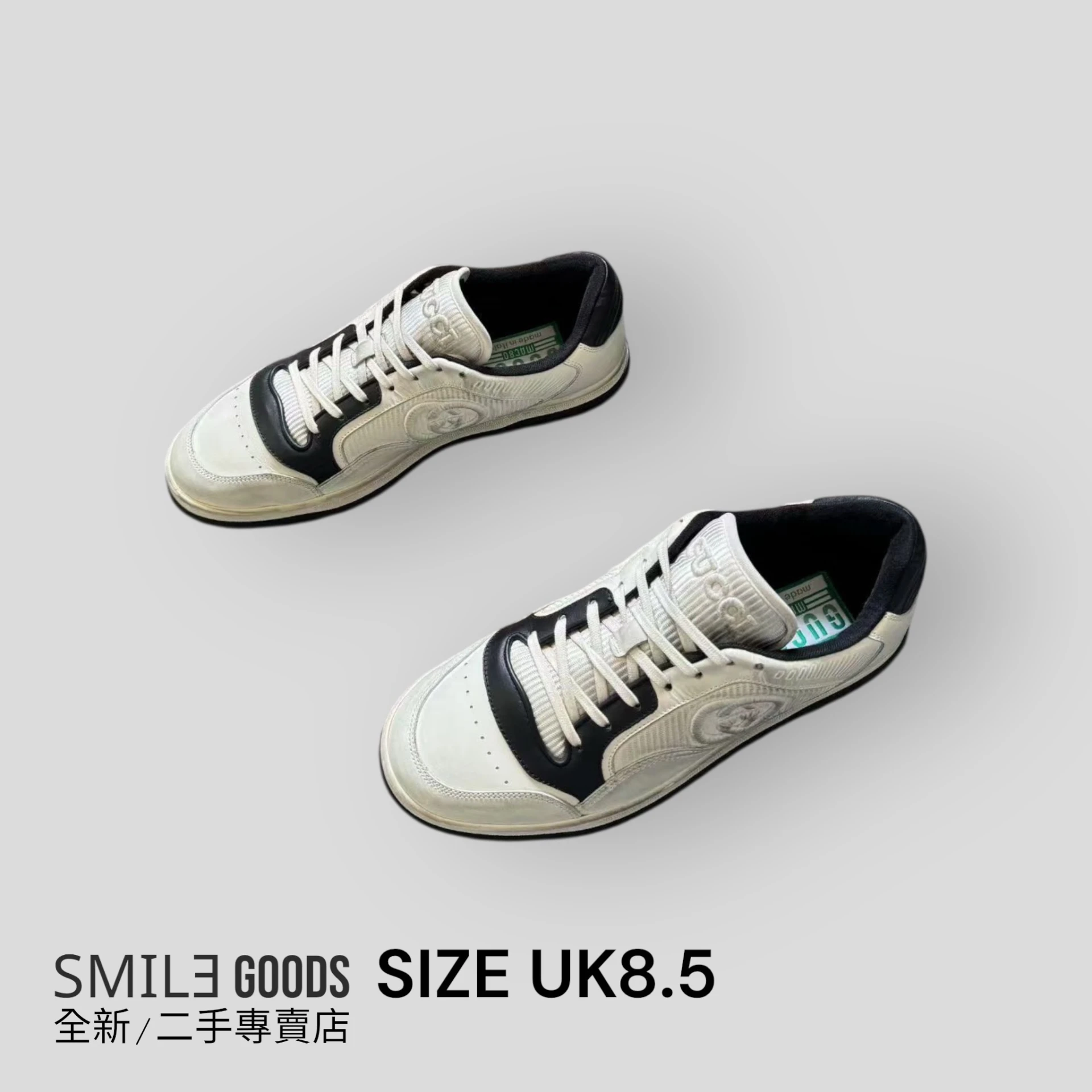[SMILE]Gucci mac80 白黑 皮革板鞋