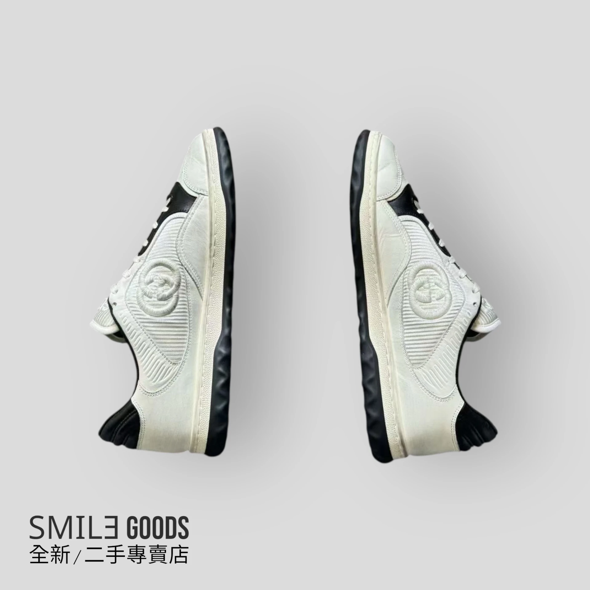 [SMILE]Gucci mac80 白黑 皮革板鞋