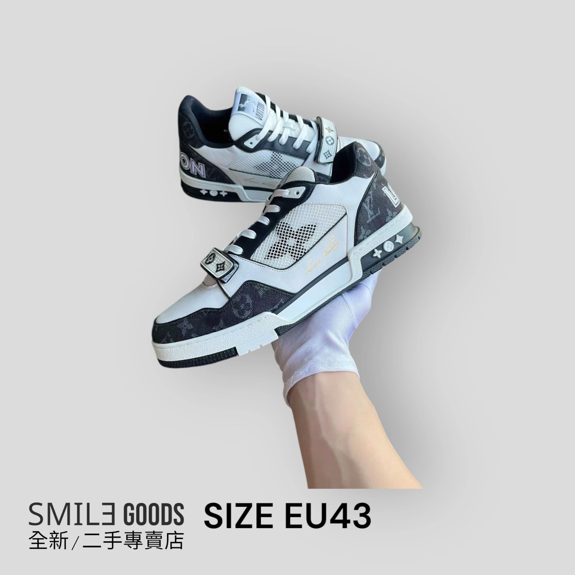[SMILE]Louis Vuitton lv trainer黑白牛仔 魔鬼粘