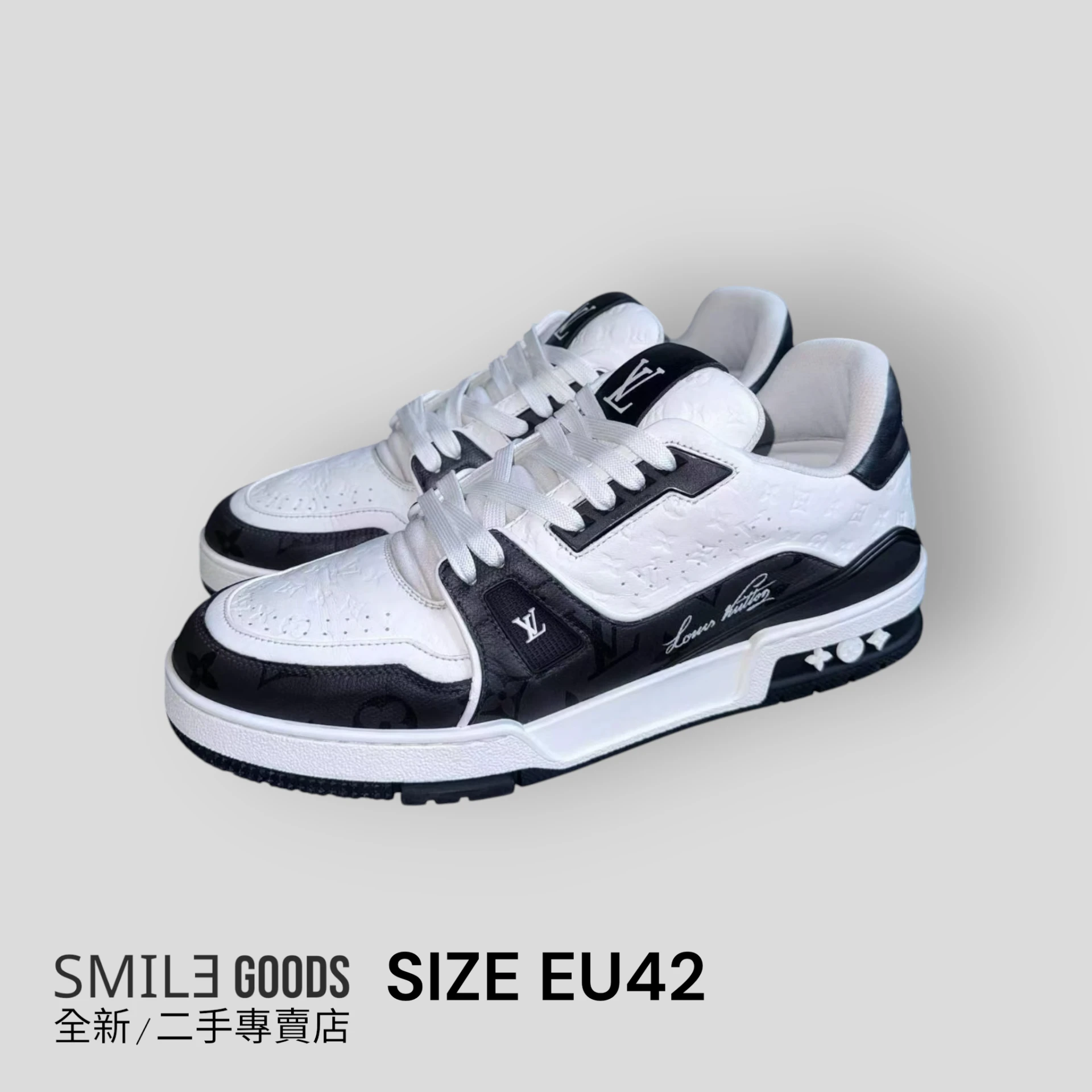 [SMILE]Louis Vuitton lv trainer 黑白 浮雕 熊貓 滿logo壓紋