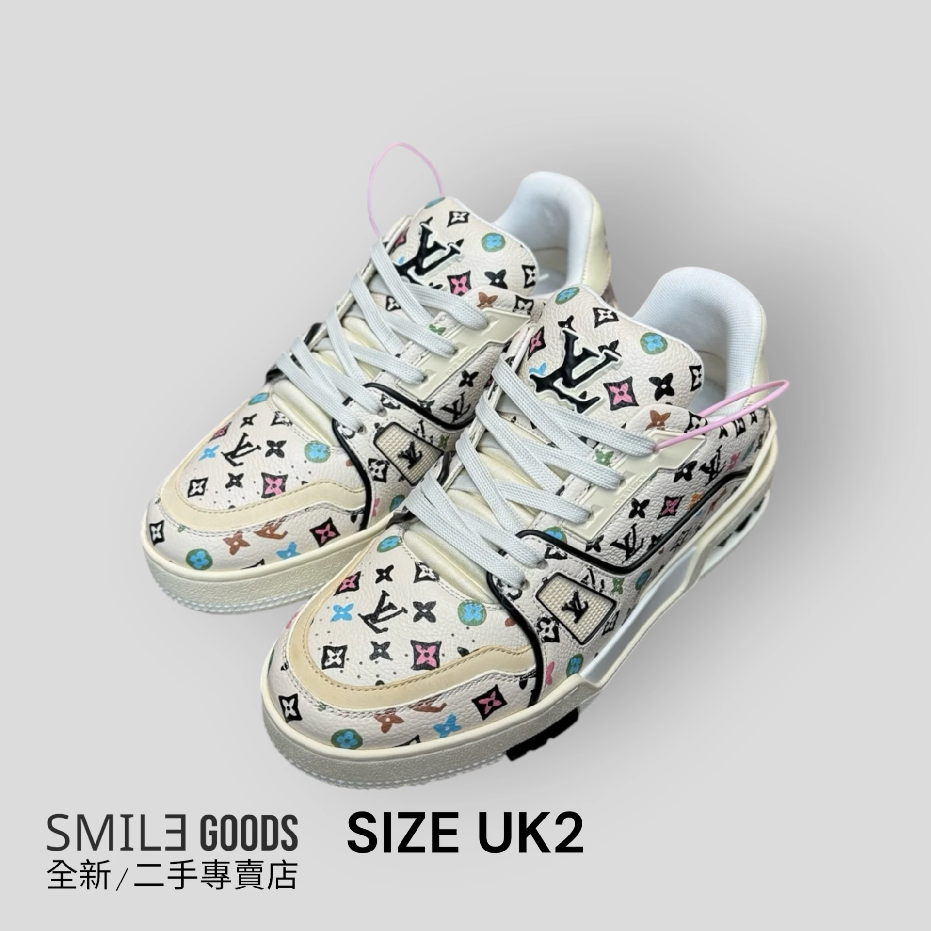 [SMILE]Louis Vuitton LV Trainer 聯名 Tyler 米色滿logo塗鴉老花