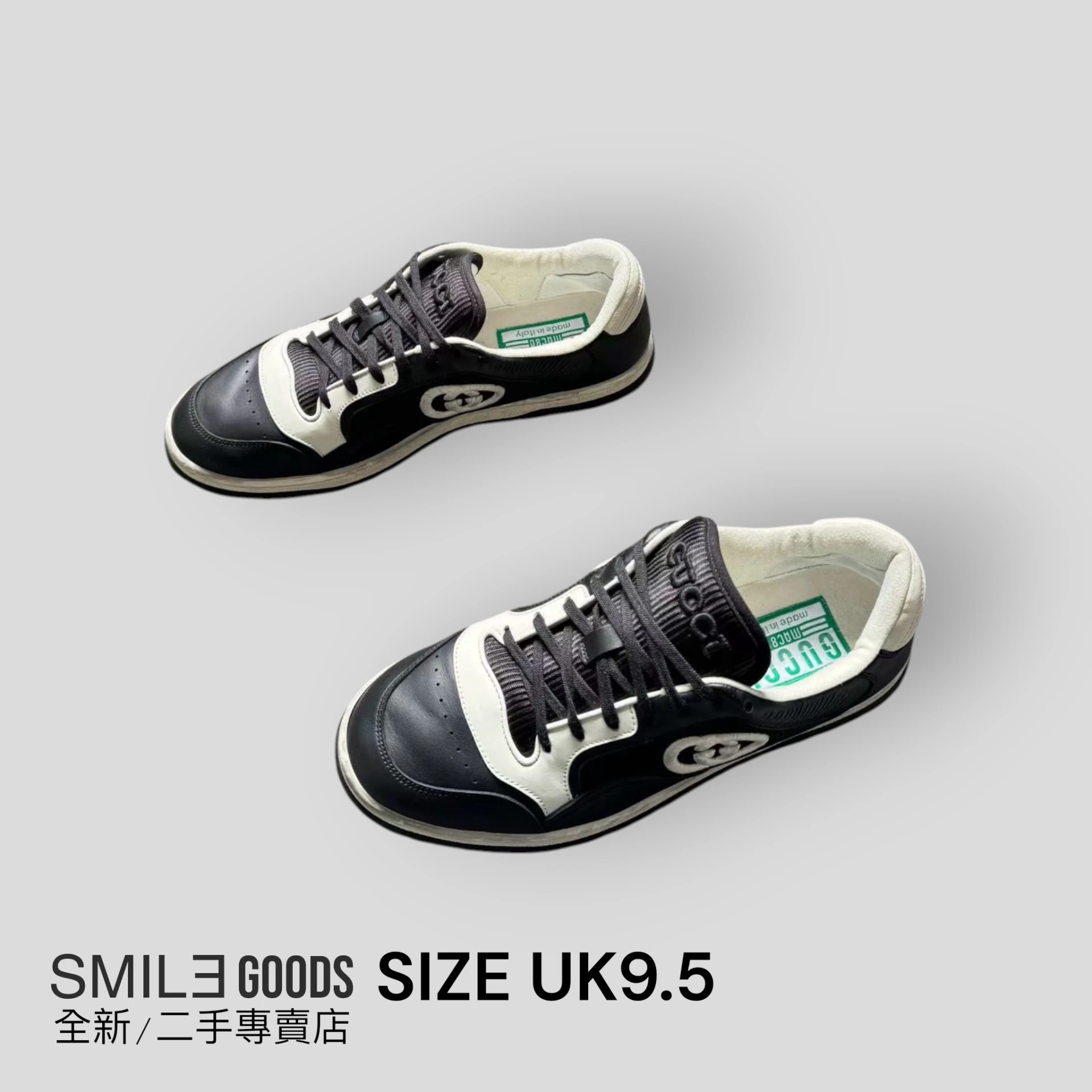 [SMILE]Gucci mac80黑白 皮革板鞋