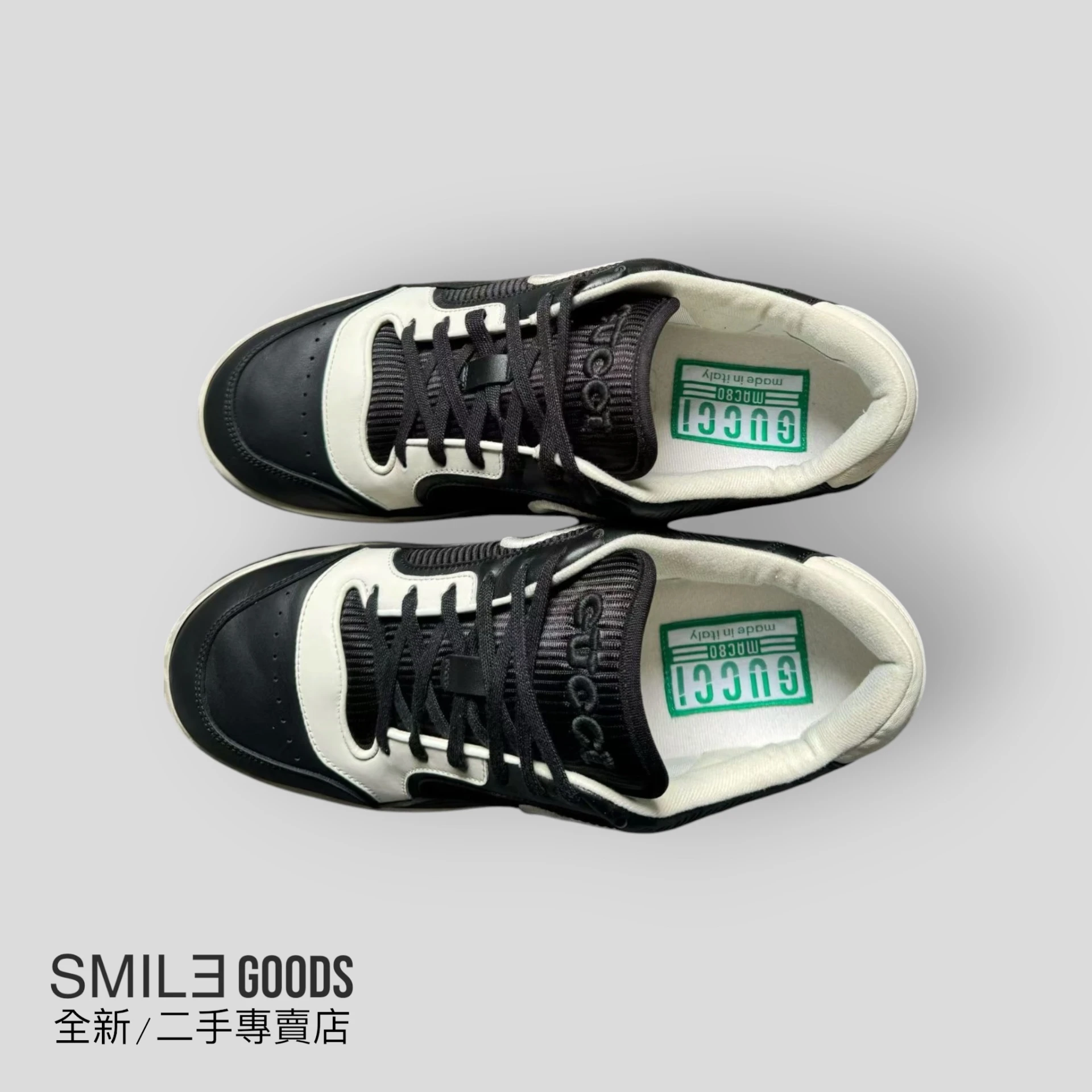 [SMILE]Gucci mac80黑白 皮革板鞋