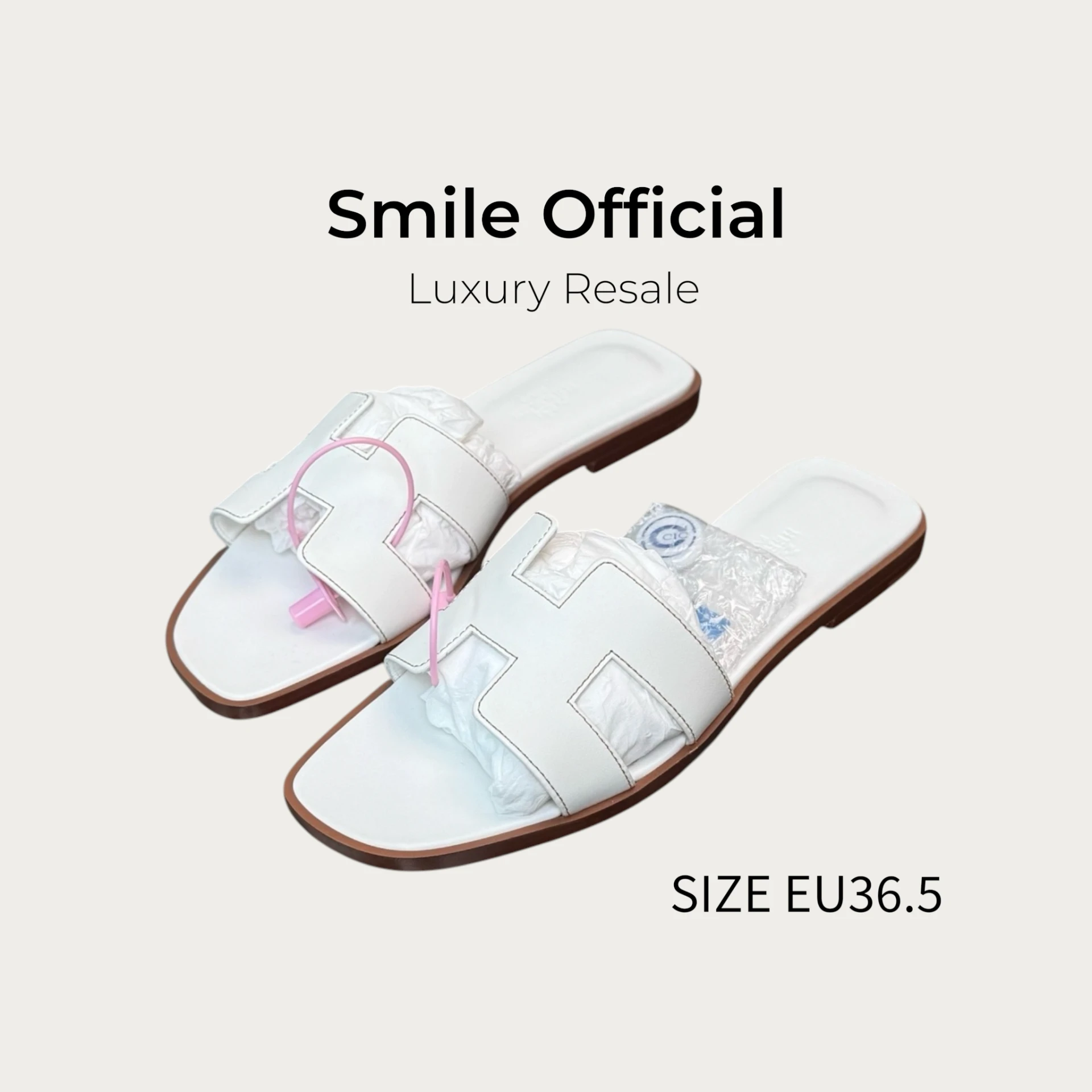 [SMILE] 愛馬仕Hermes Oran H涼鞋 白