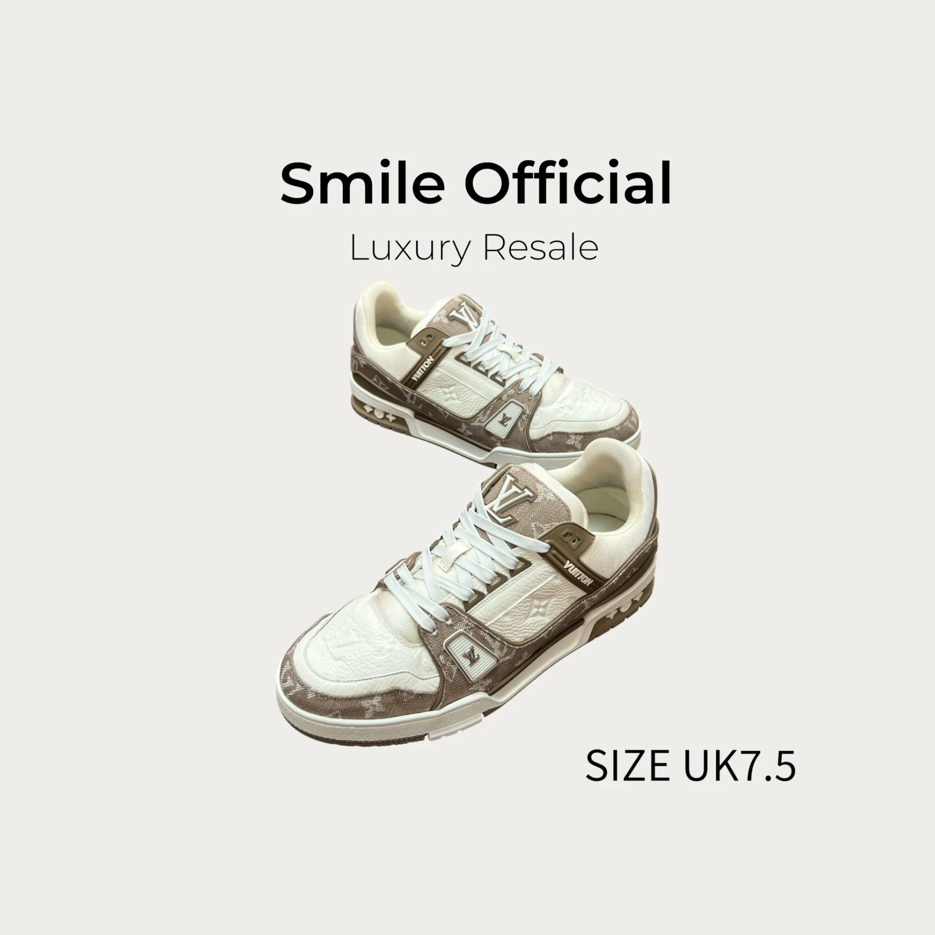 [SMILE]Louis Vuitton LV TRAINER 米棕 棕白牛仔