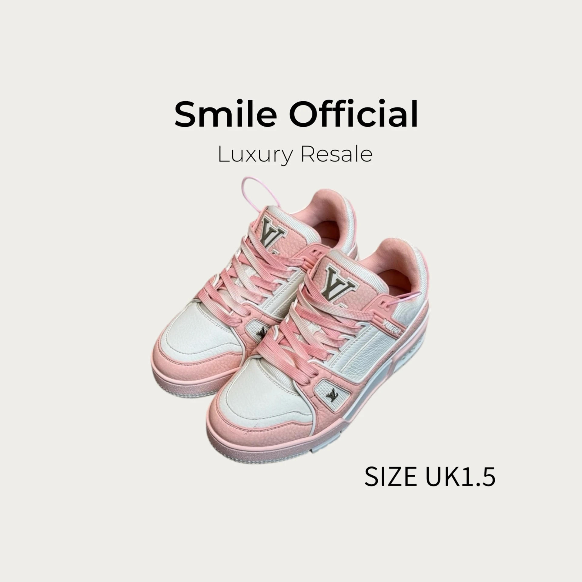 [SMILE]Louis Vuitton LV TRAINER 新款荔枝皮白粉