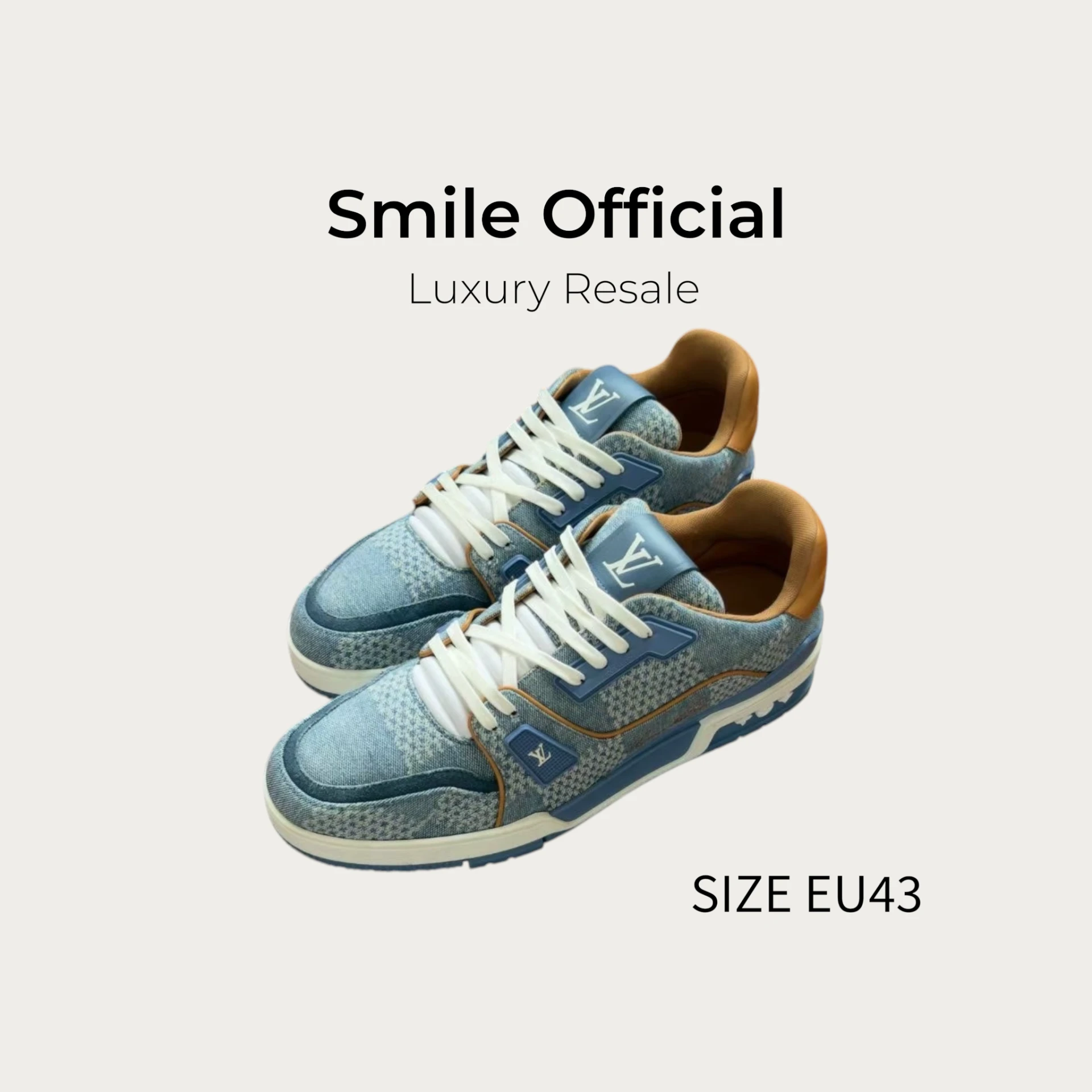[SMILE] Louis Vuitton Lv trainer牛仔藍滿logo棋盤格 菲董藍牛仔 ss24新款