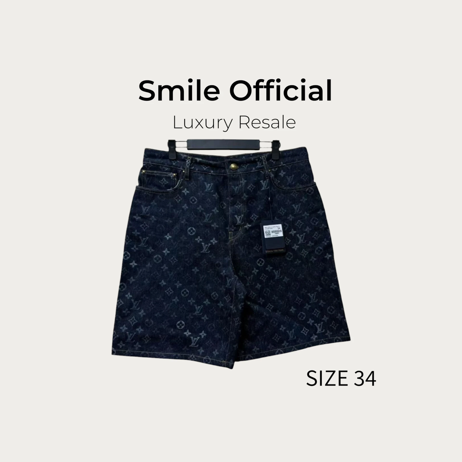 [SMILE] LOUIS VUITTON LV 深藍色滿logo牛仔短褲