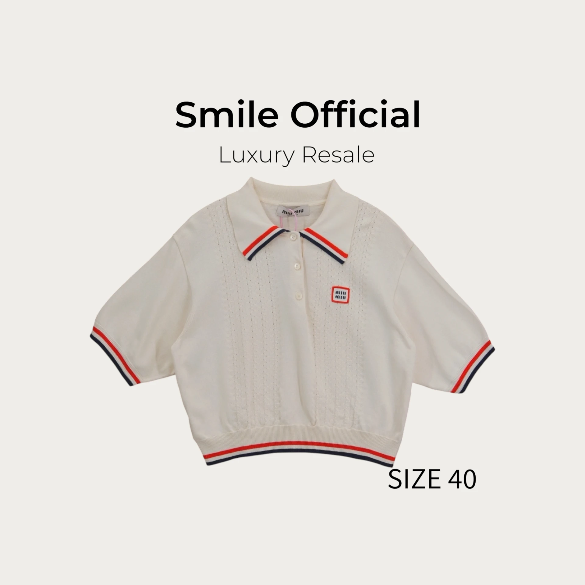 [SMILE] MIU MIU SS23 字母條紋邊飾休閒短袖Polo衫