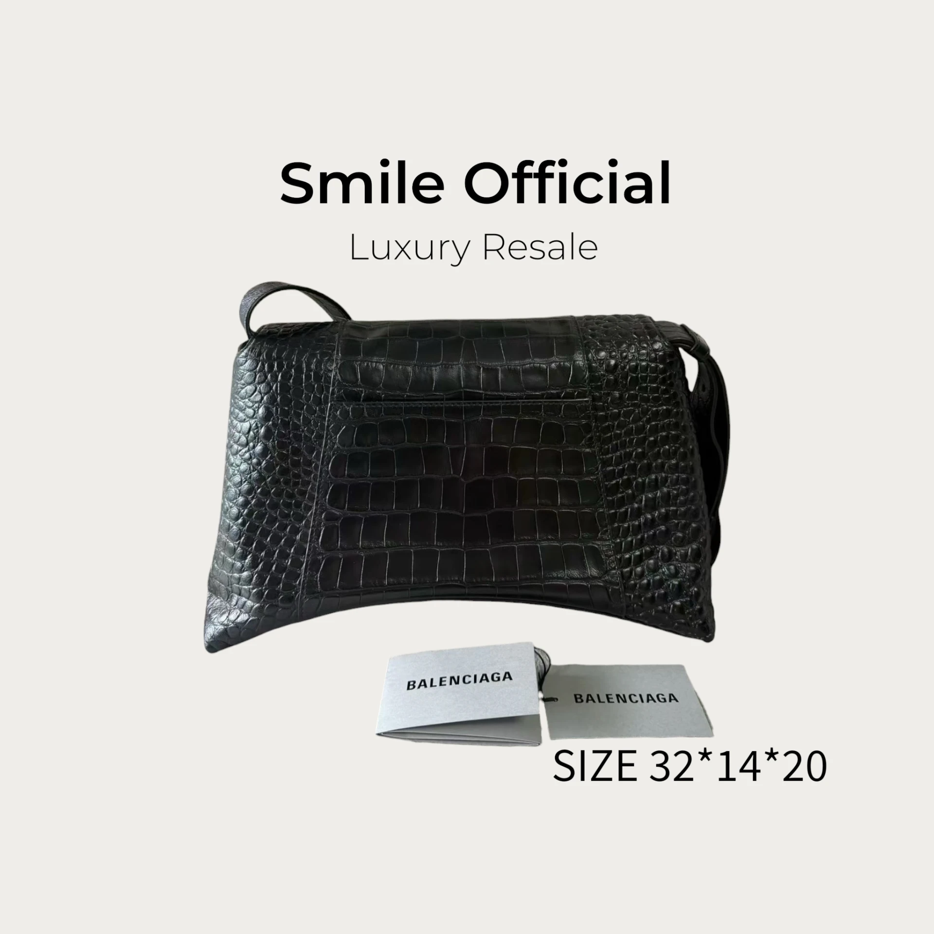 [SMILE] Balenciaga巴黎世家 Downtown 黑標鱷魚紋 牛皮 斜挎包 男女同款