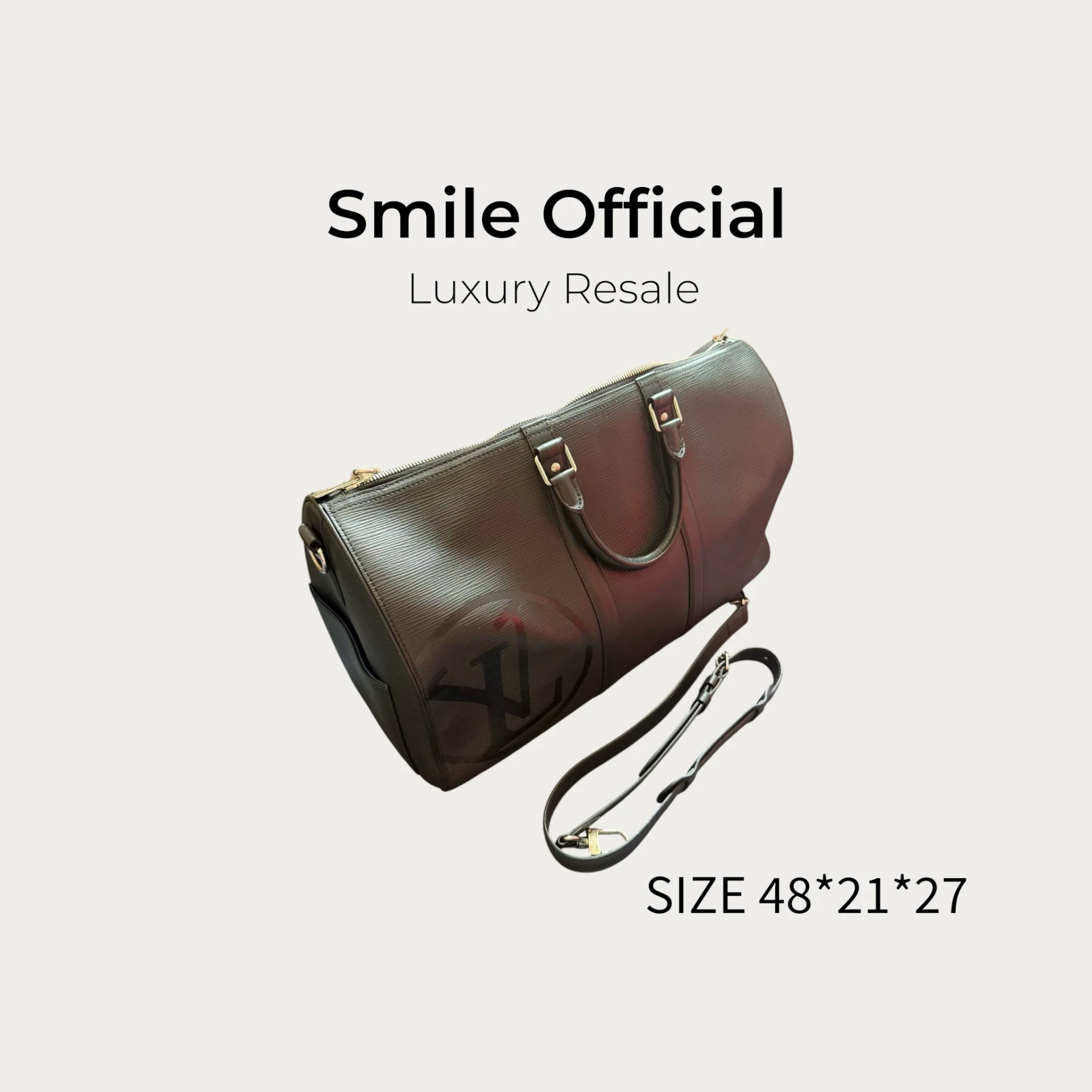 [SMILE] Louis Vuitton LV Keepall 50黑色水波紋旅行包