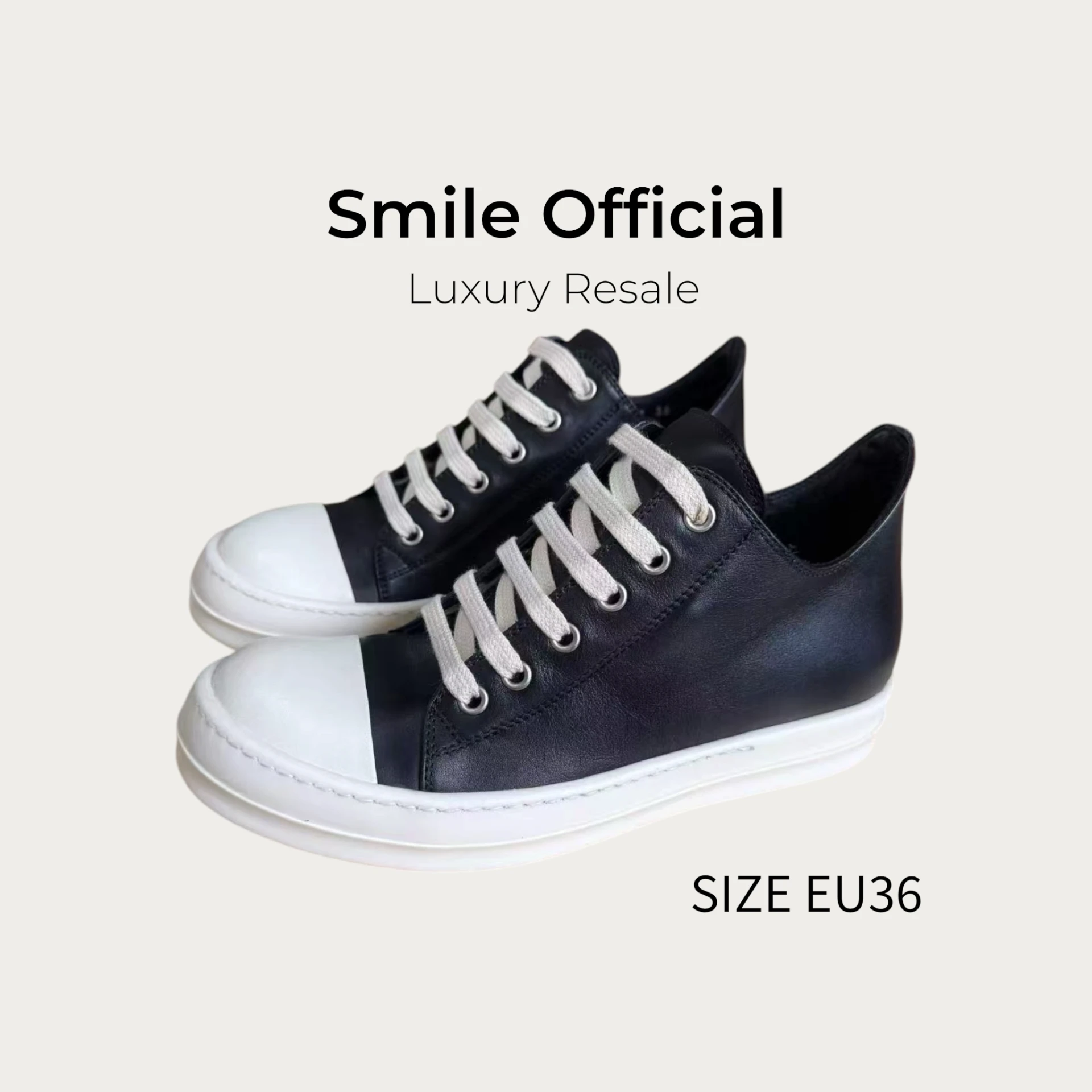 [SMILE]Ro rick owens 主線 小牛皮 大匡威 黑白 板鞋