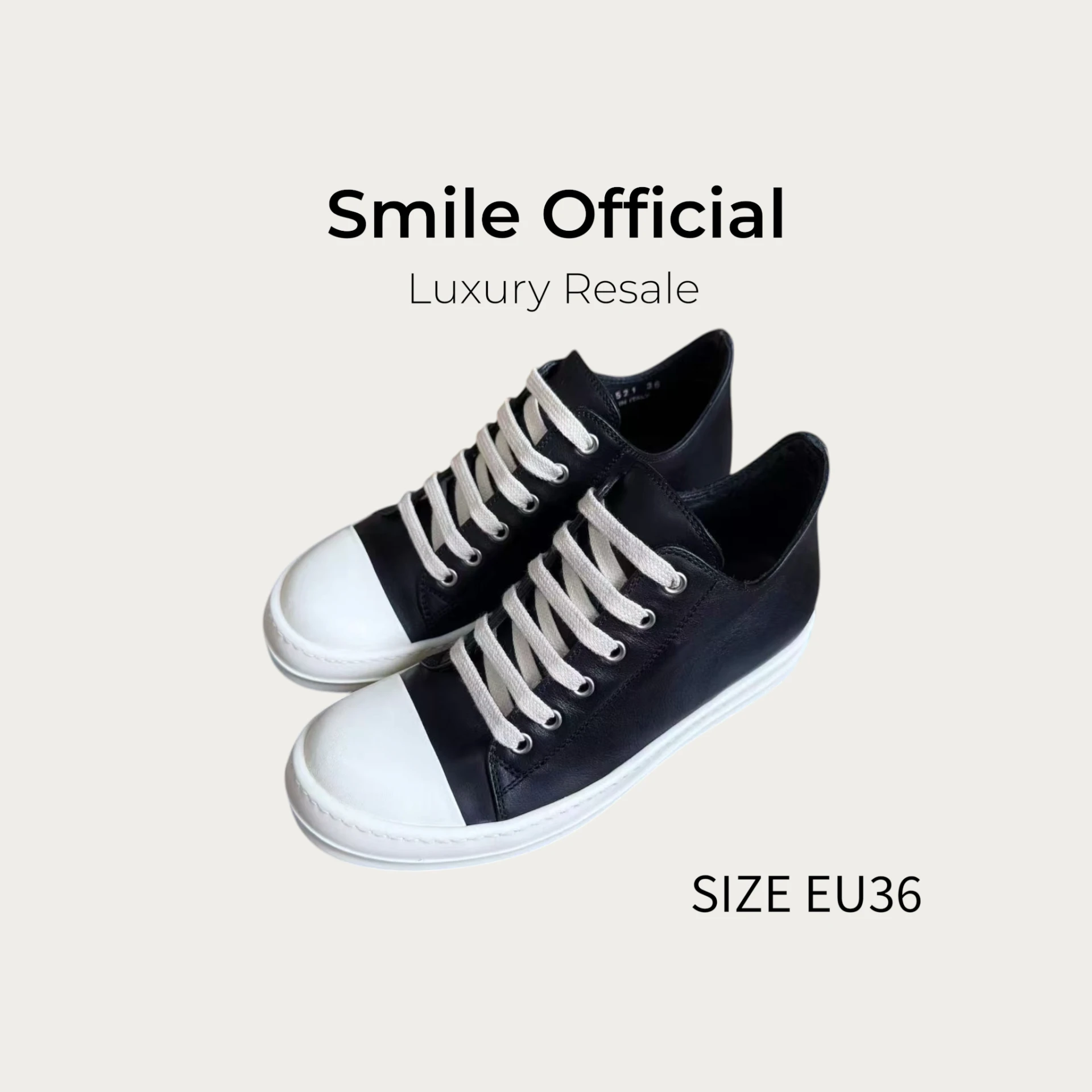 [SMILE]Ro rick owens 主線 小牛皮 大匡威 黑白 板鞋