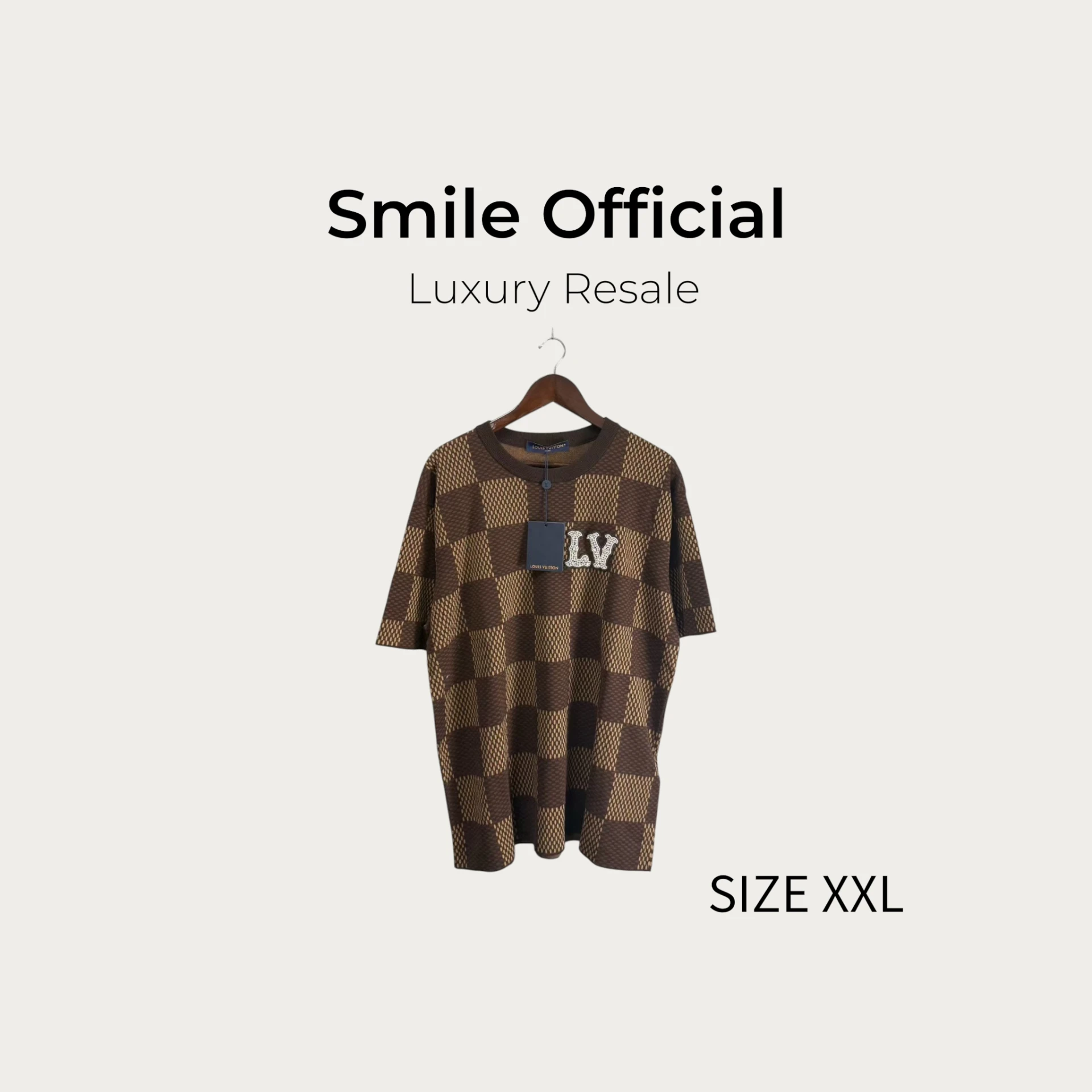 [SMILE]Louis Vuitton LV菲董棋盤格水鑽字母針織短袖