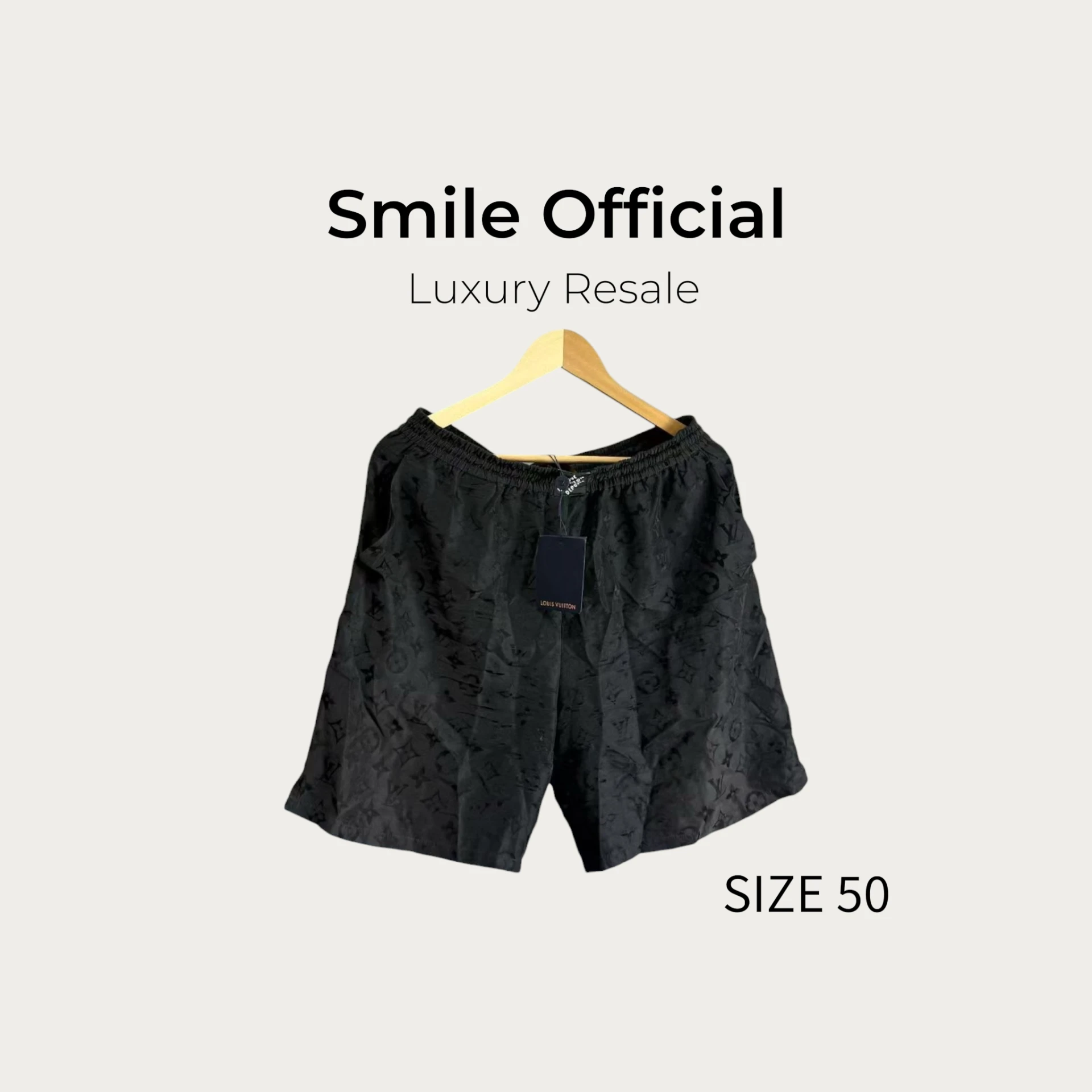[SMILE] Louis Vuitton LV黑色桑蠶絲滿logo短褲