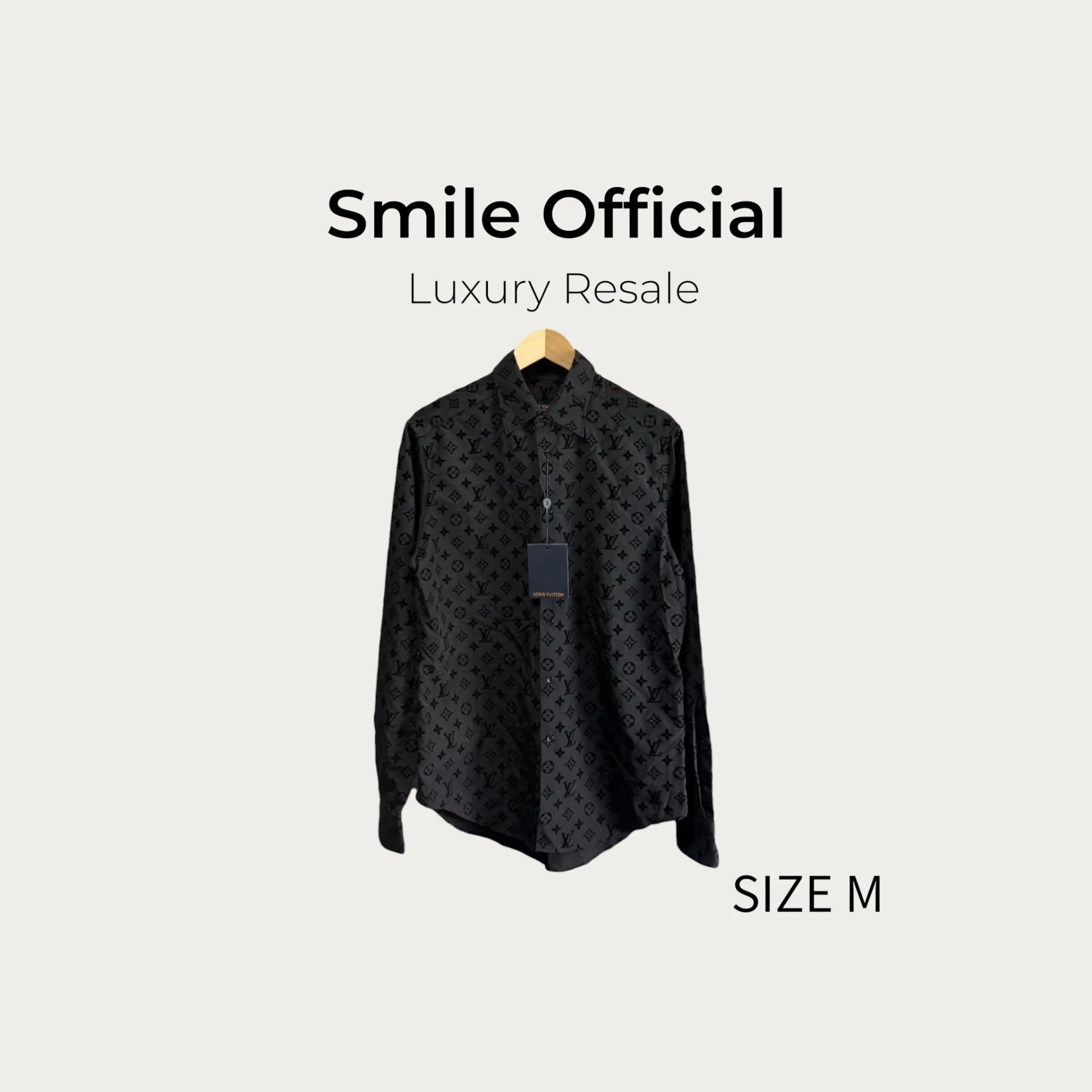 [SMILE] Louis Vuitton LV黑色滿logo植絨襯衫