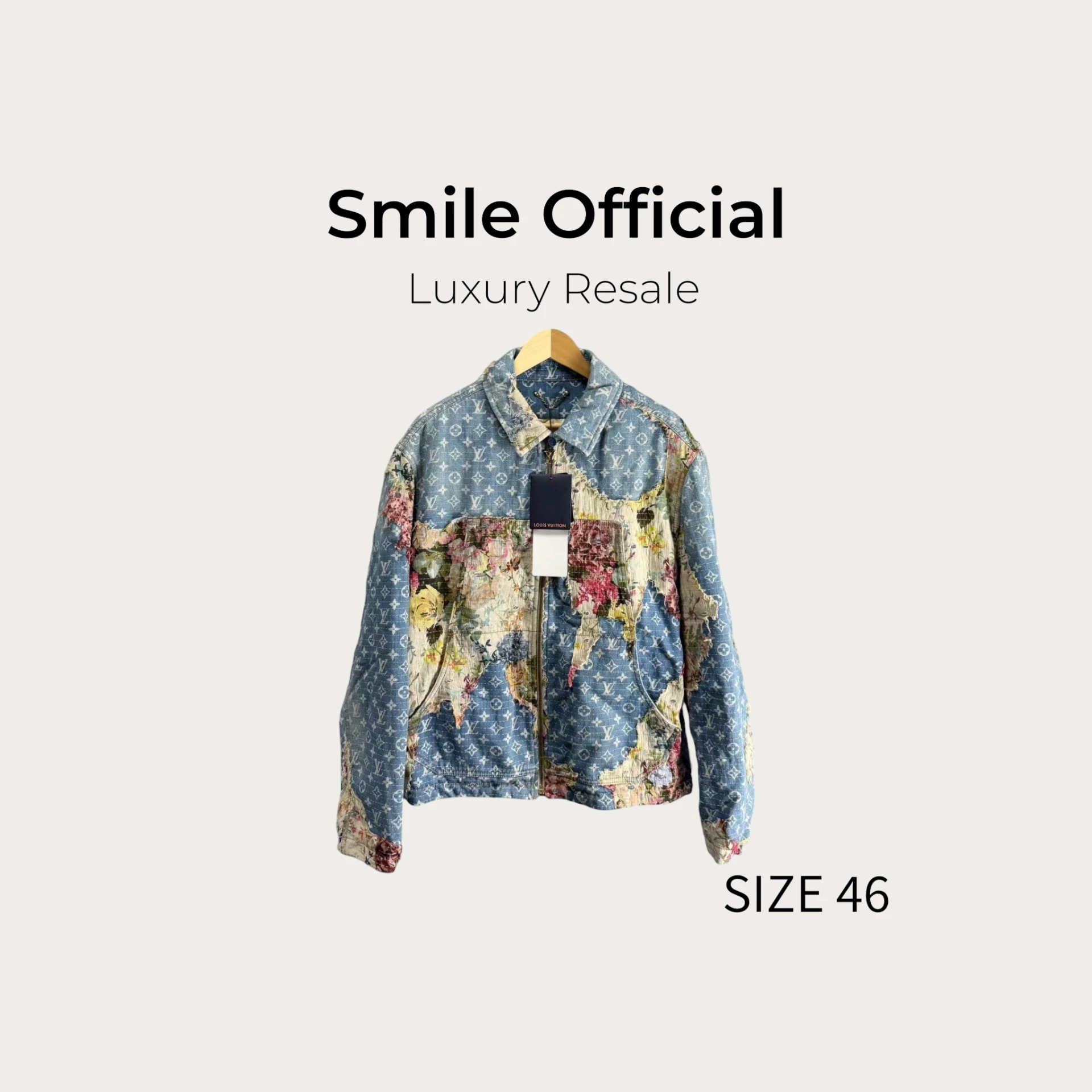 [SMILE] Louis Vuitton LV花卉破壞拼接牛仔棉服夾克