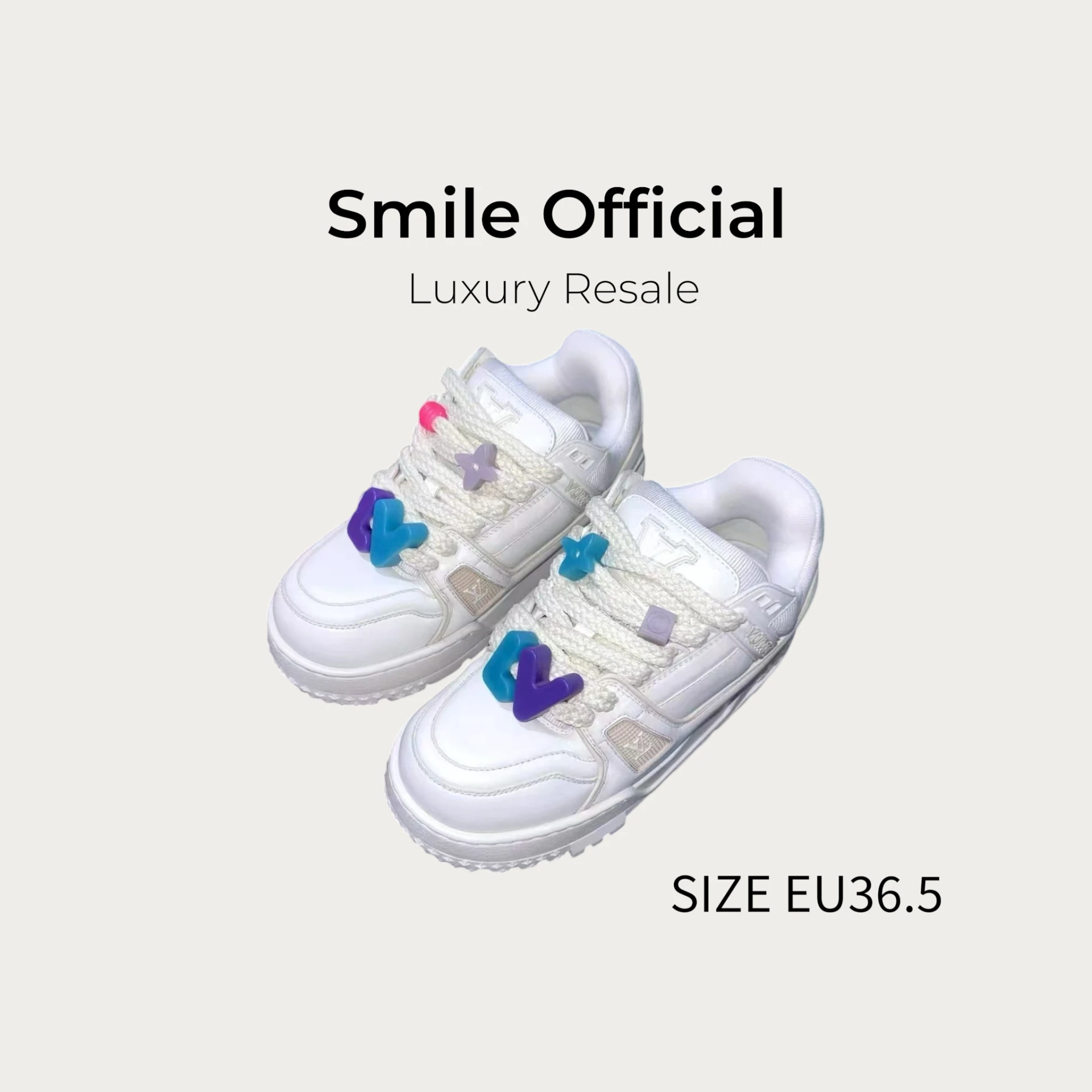 [SMILE]Louis Vuitton lv trainer maxi 胖丁 米白 奶白 白色