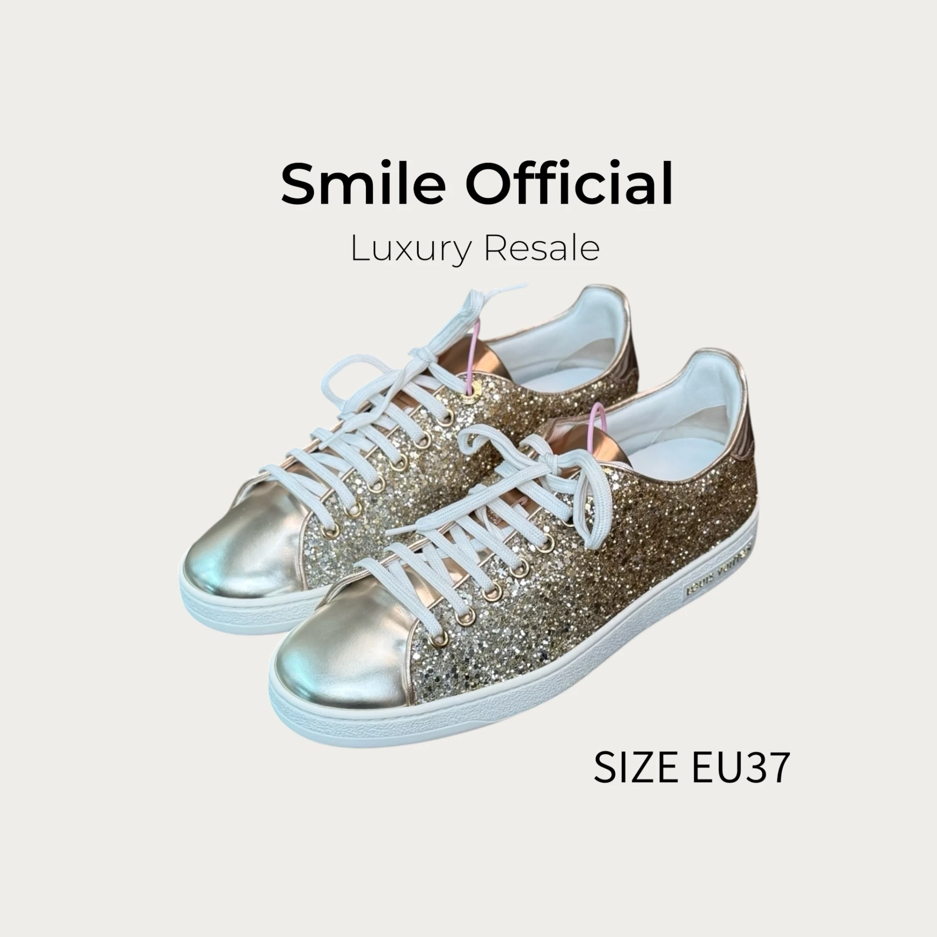 [SMILE] Louis Vuitton LV 閃粉亮片玫瑰金板鞋