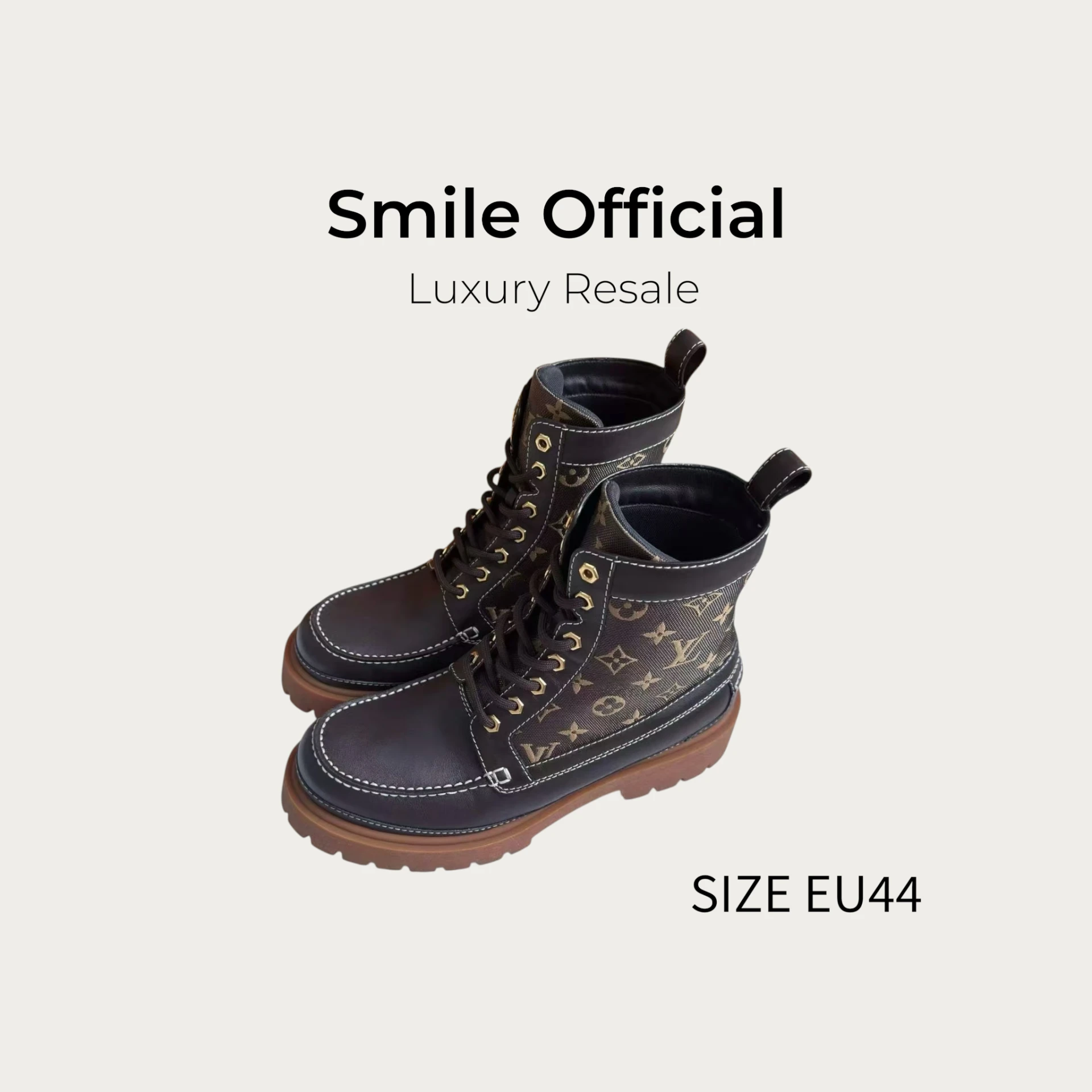 [SMILE]Louis Vuitton lv remix 滿logo 老花 牛皮 馬丁靴 棕色