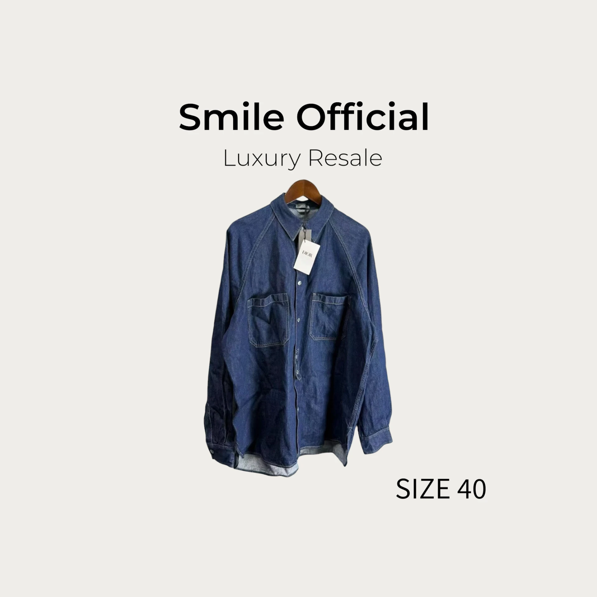 [SMILE]Dior深藍色雙口袋背後皮牌牛仔襯衫