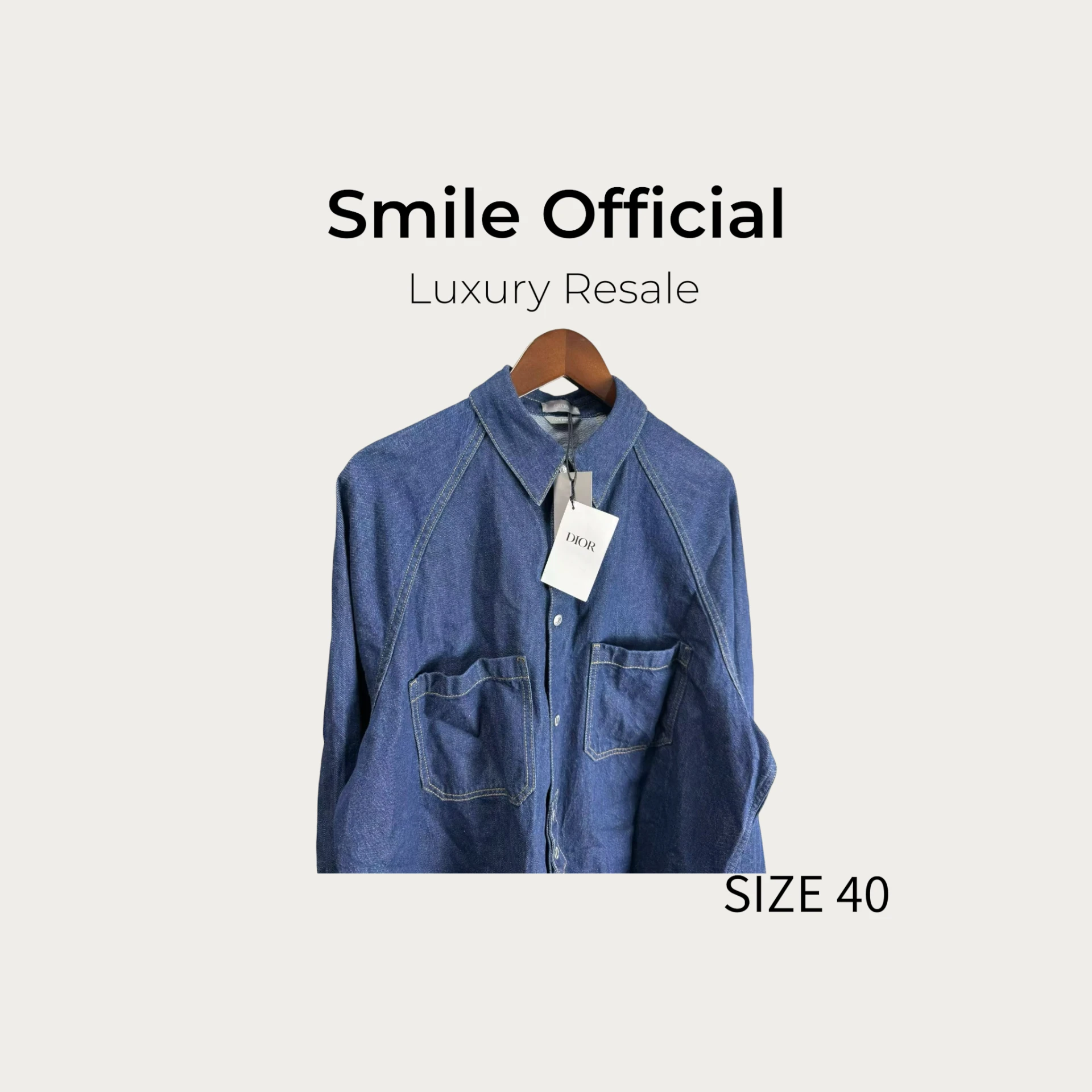 [SMILE]Dior深藍色雙口袋背後皮牌牛仔襯衫