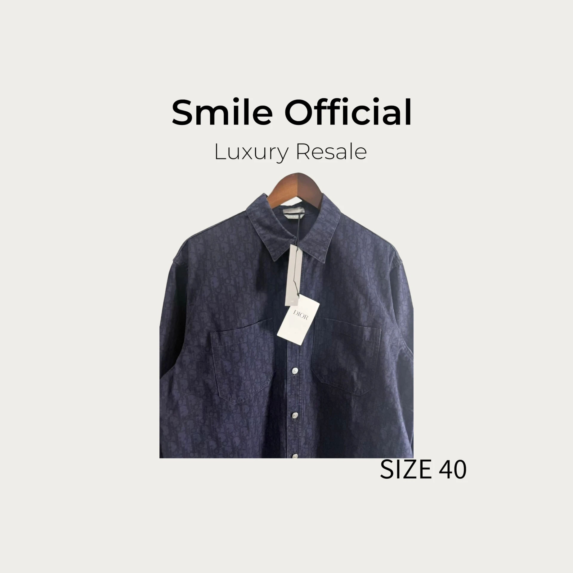 [SMILE]Dior藍紫色滿logo牛仔襯衫