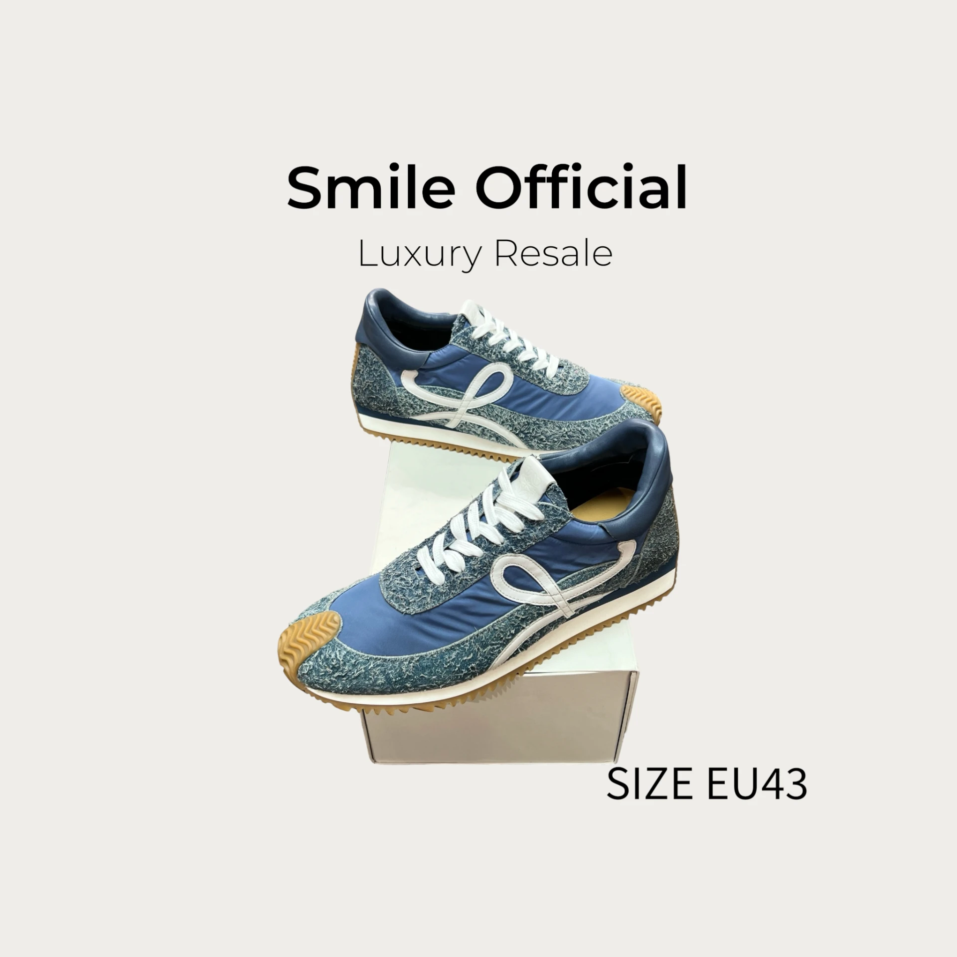 [SMILE] LOEWE Runner 絨面革 藍 德訓鞋
